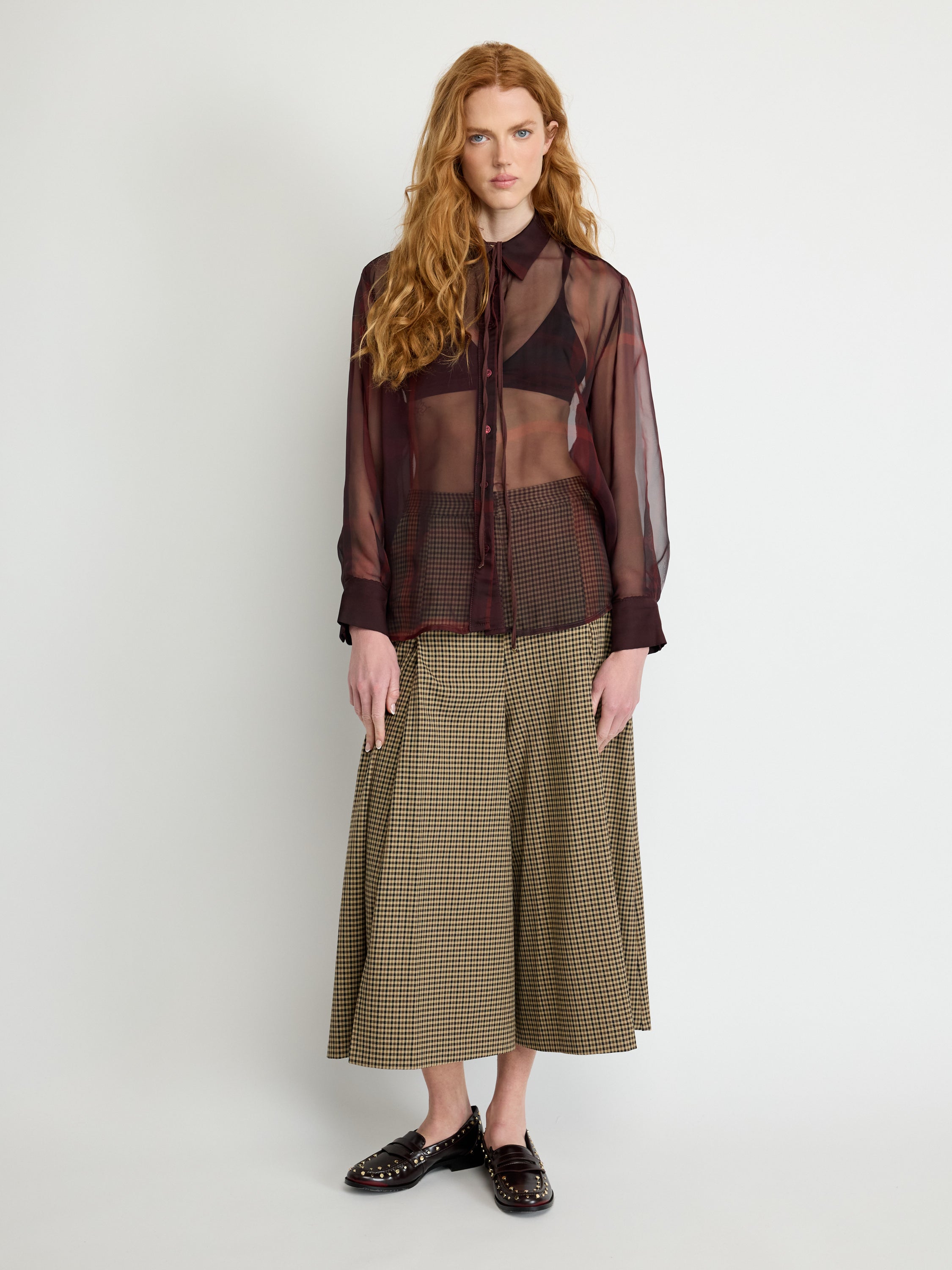 Sheer Burgundy Blouse