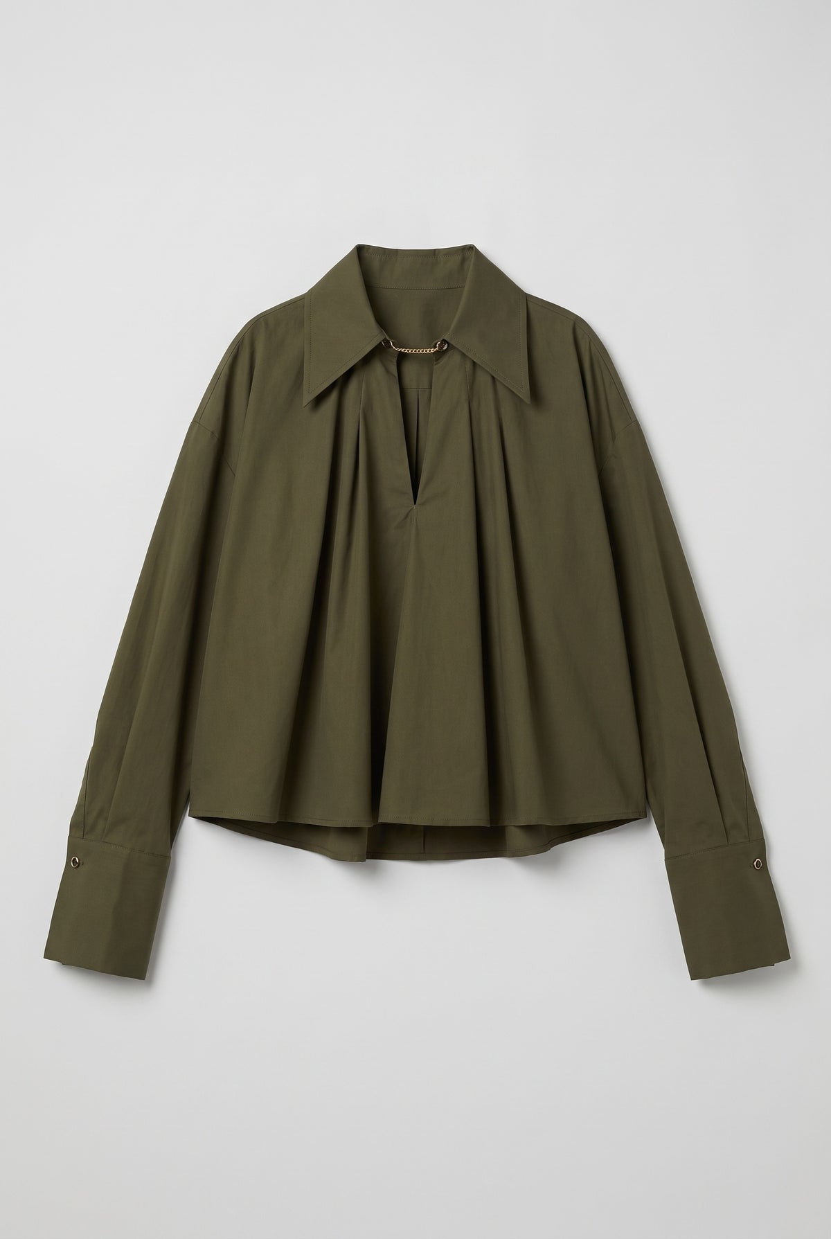 Gold-Tone Chain Detail Shirt - Military - flat lay