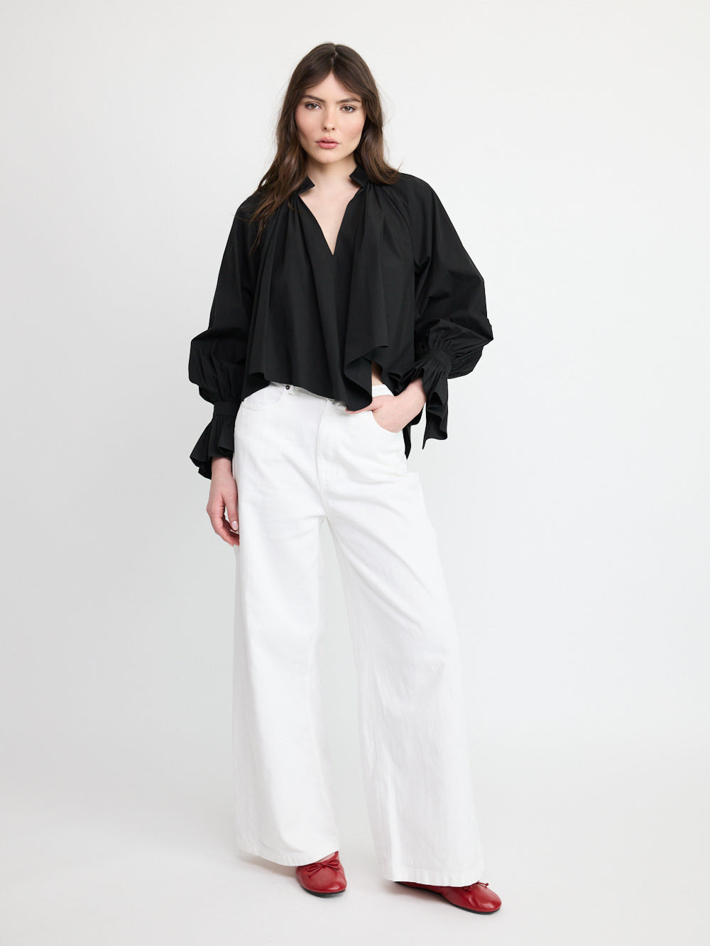 Satin Puff Sleeve Blouse