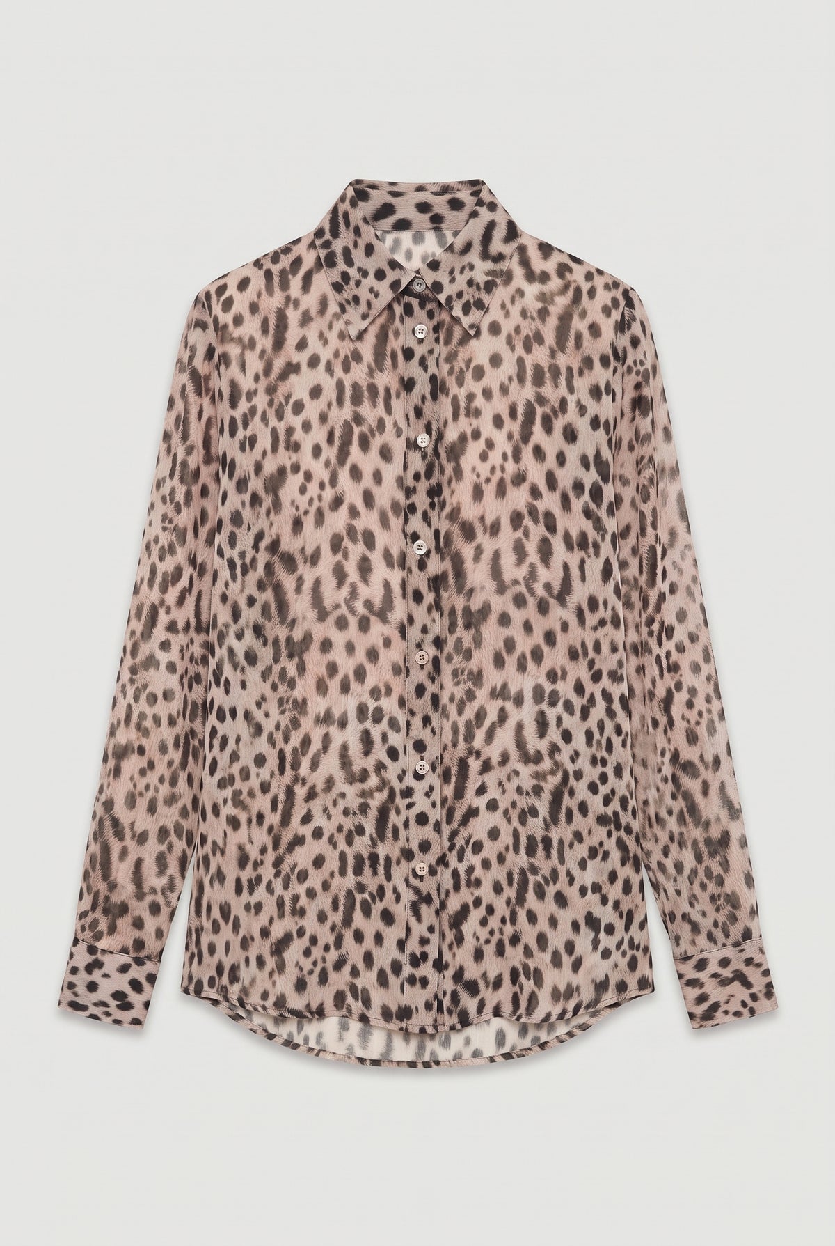 Leopard-Print Button-Up Shirt - Leopard - flat lay