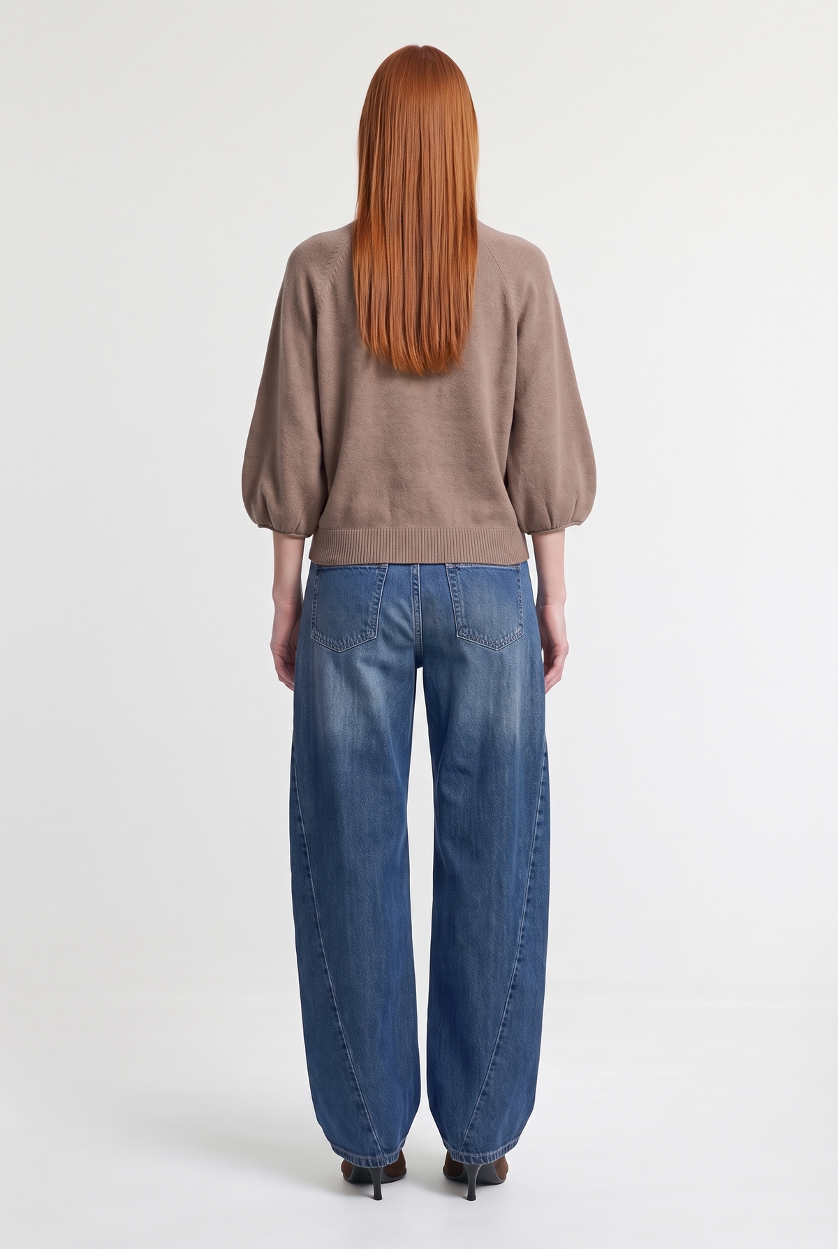 Taupe zip mock-neck knit - Taupe - back view