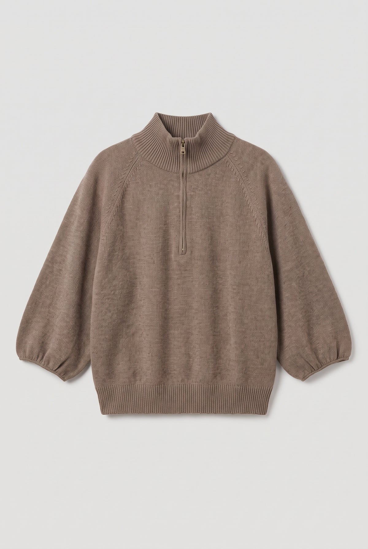 Taupe zip mock-neck knit - Taupe - flat lay