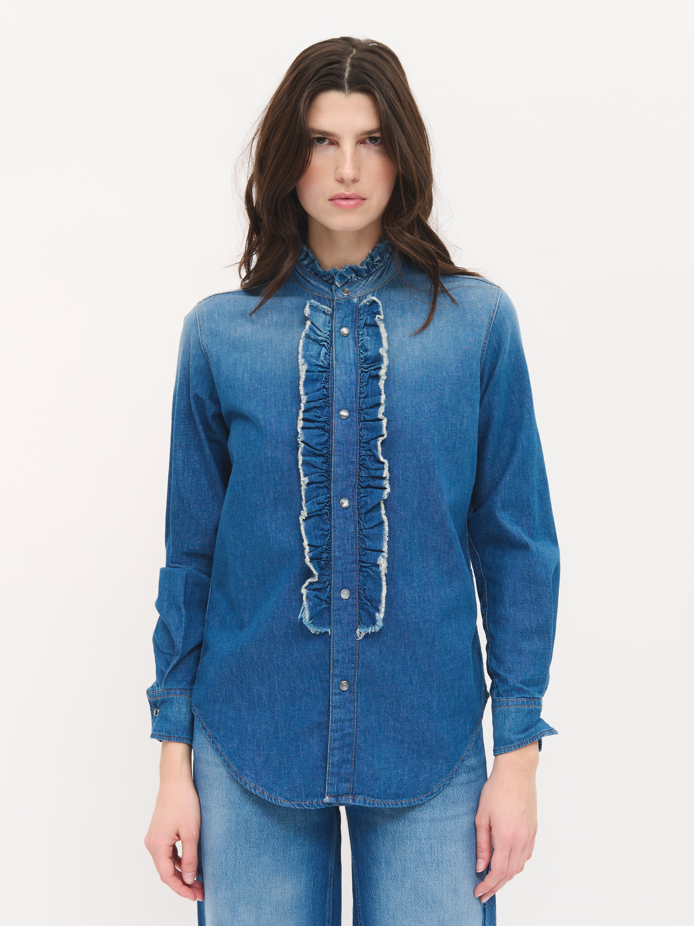 Denim Ruffled Shirt