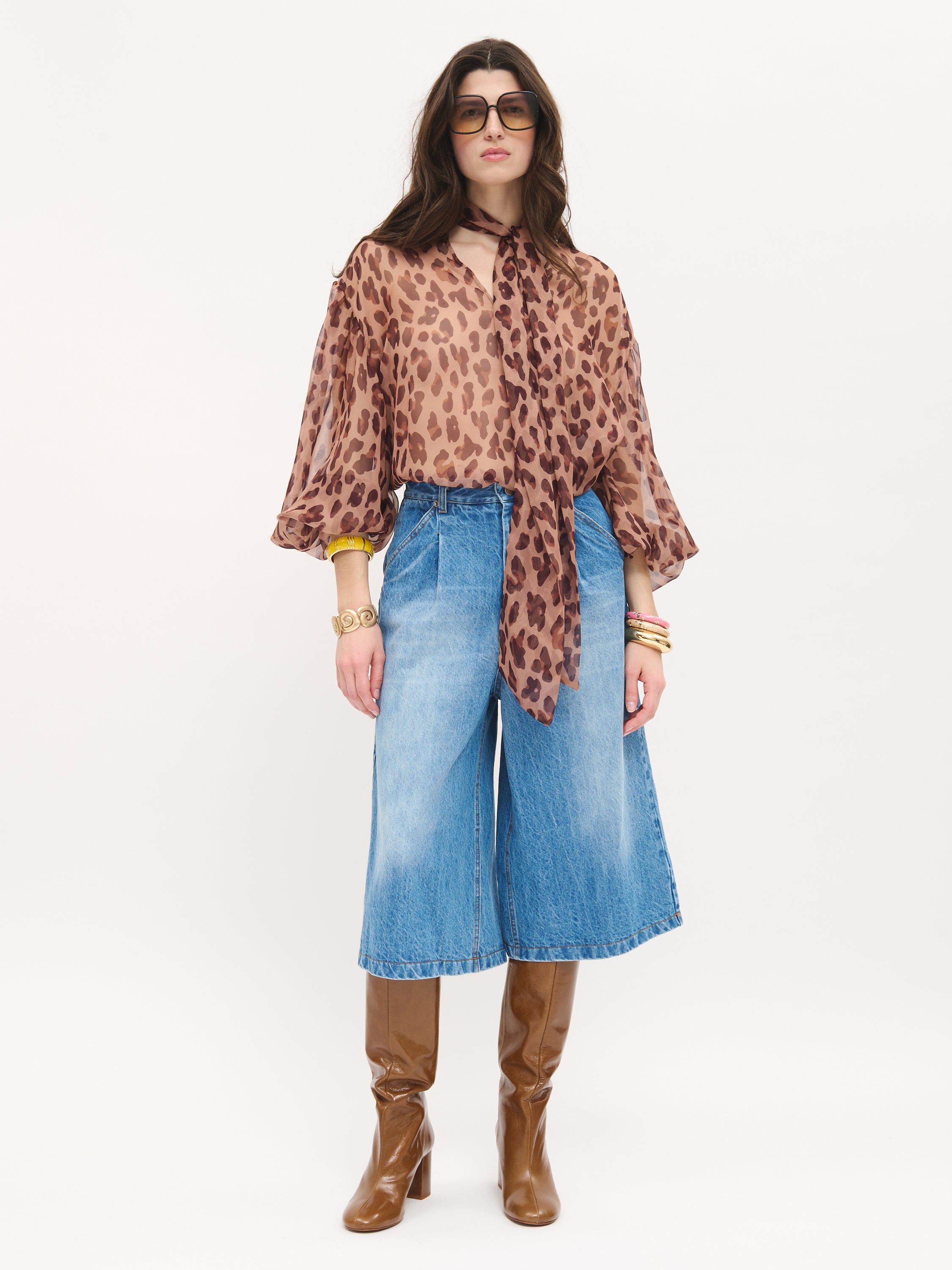 Chemisier léopard semi-transparent