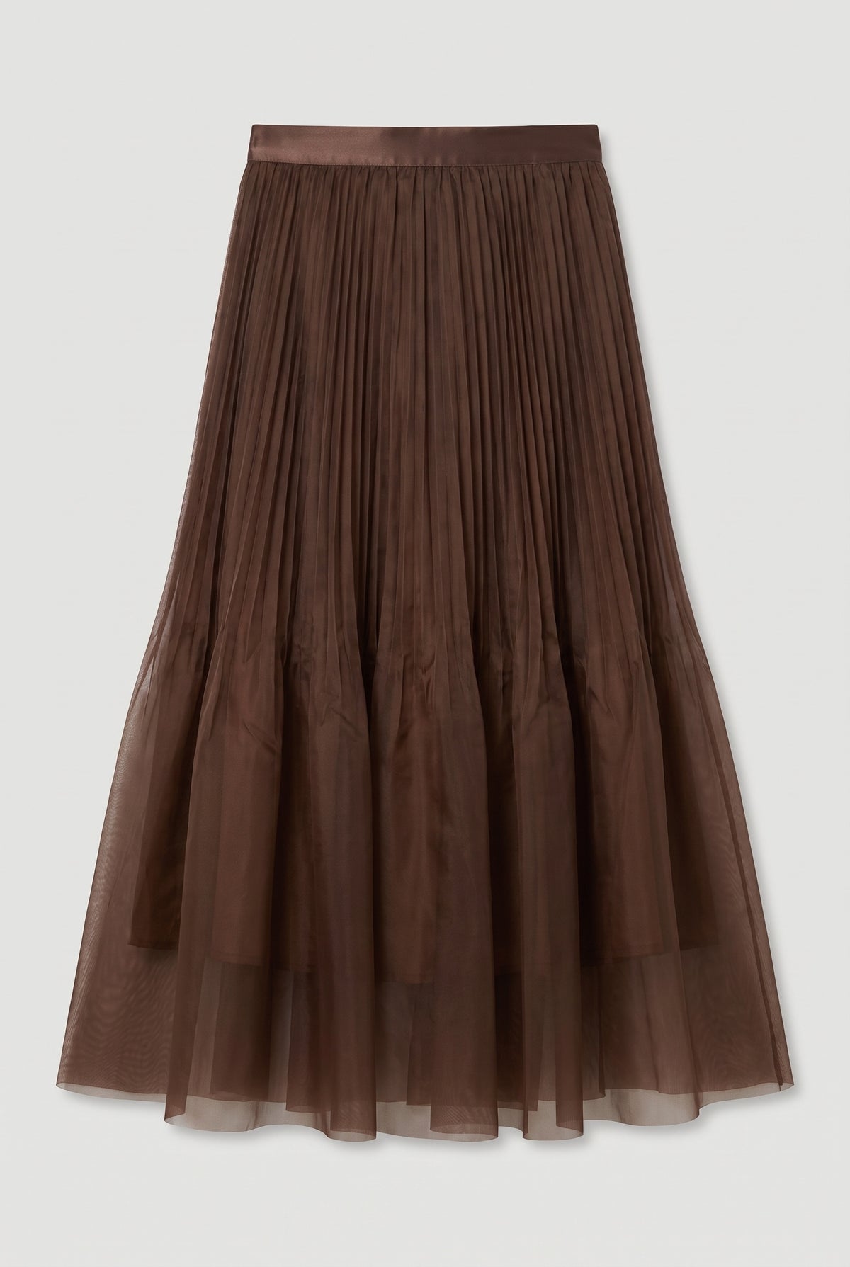 Pleated maxi skirt - Brown - flat lay