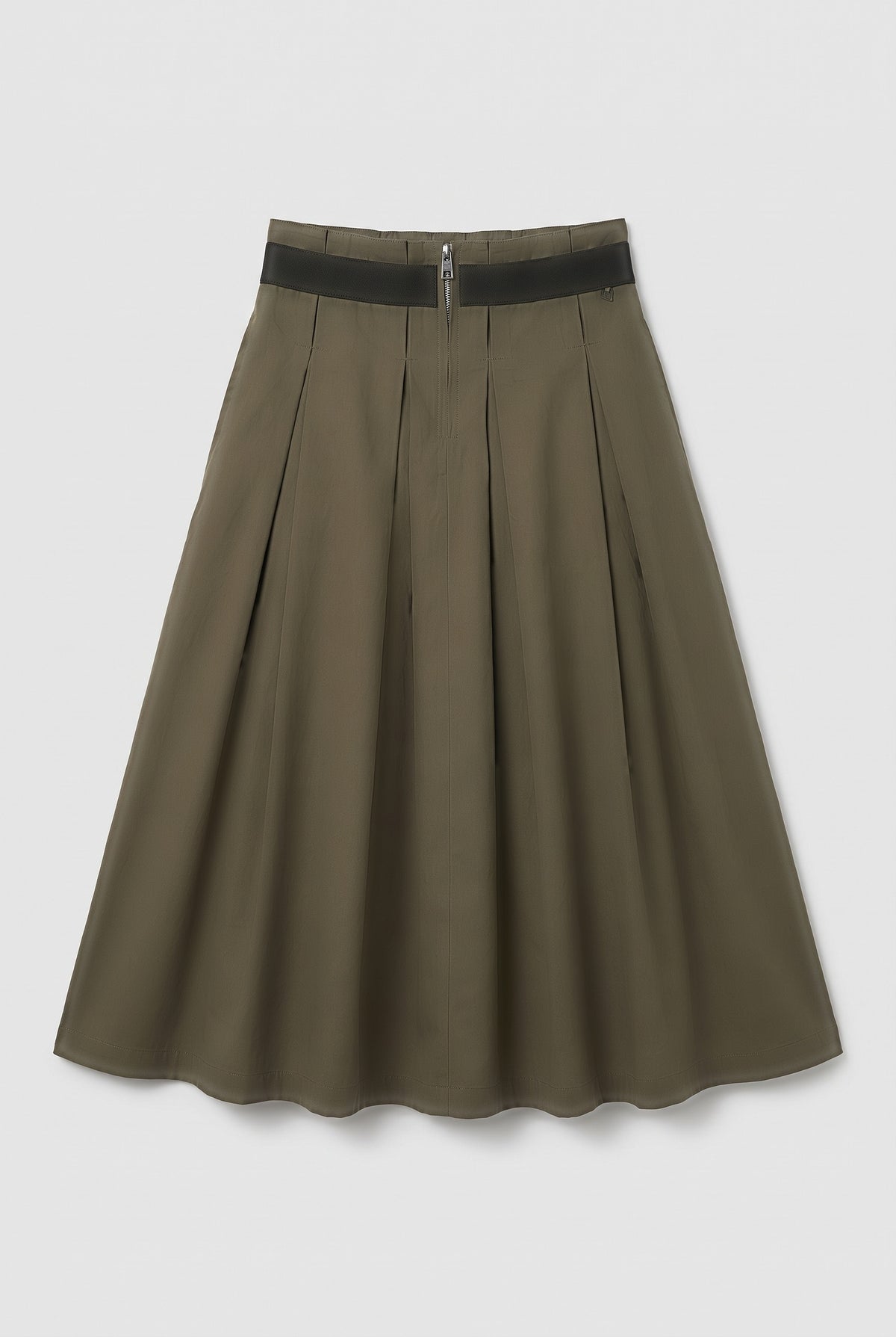 Olive pleated midi skirt - Military - flat lay