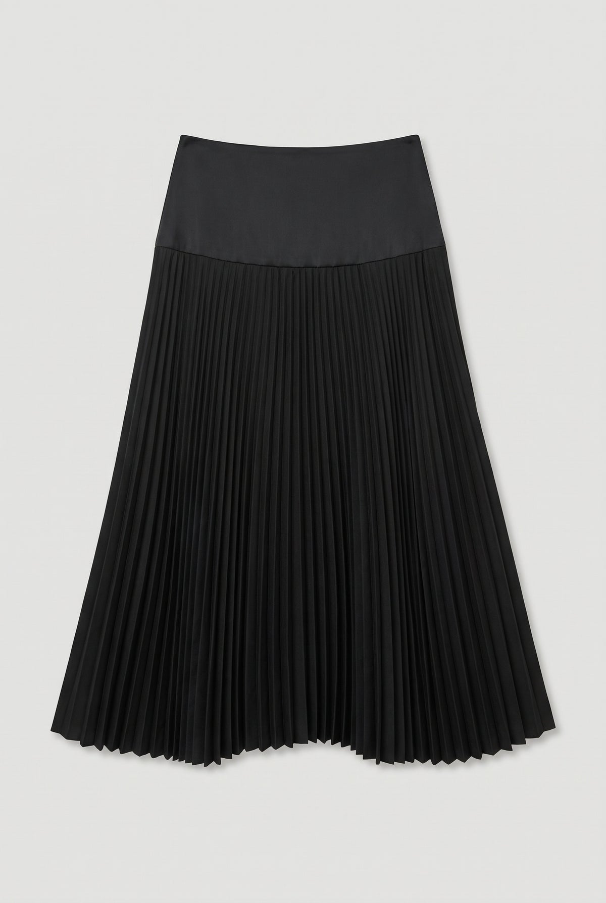 Pleated Midi Skirt - Black - flat lay