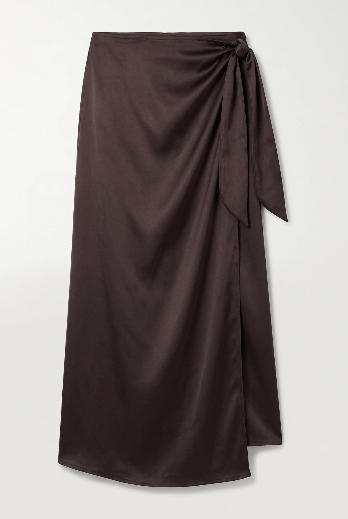 Satin wrap skirt - Dark Brown - flat lay