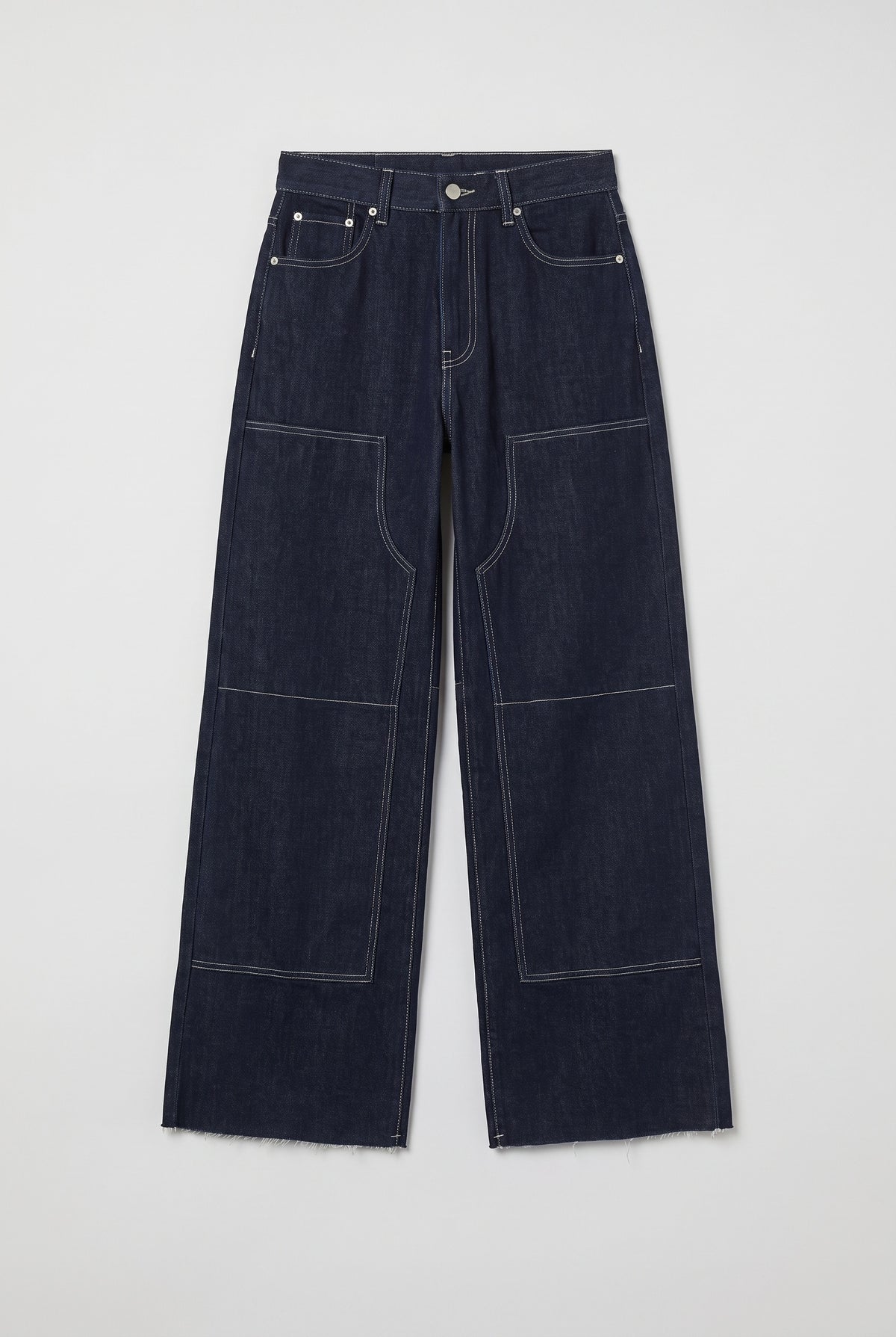 Panelled Wide-Leg Jeans - Blue - flat lay