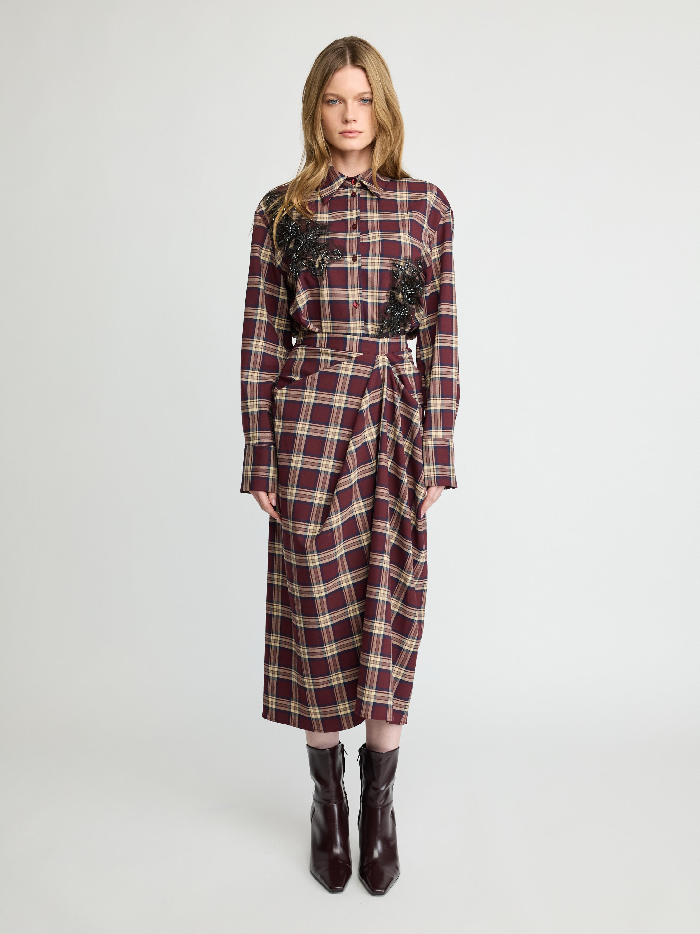 Plaid Midi Skirt