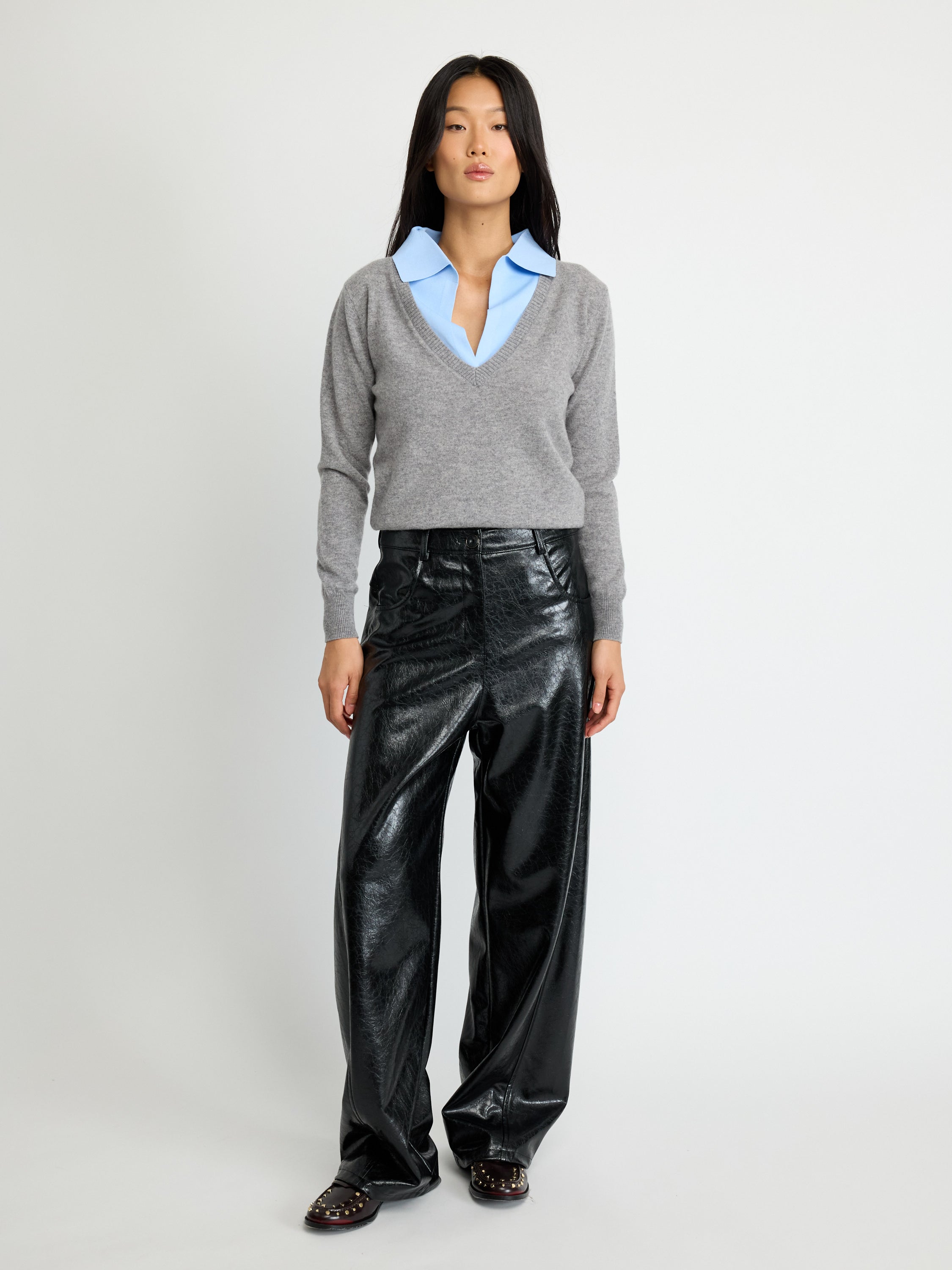 Pull en laine à col superposé
