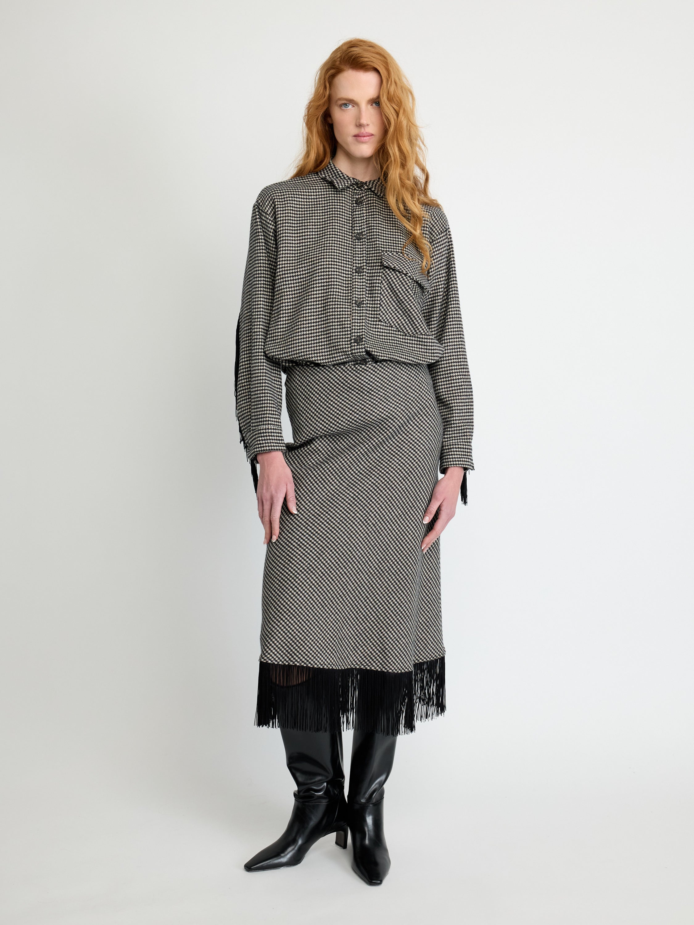 Houndstooth Button-Up Shirt