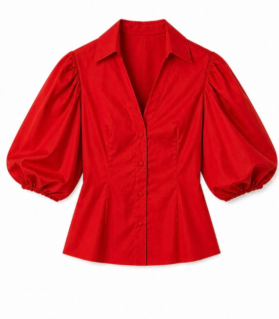 Chemise bouffante rouge