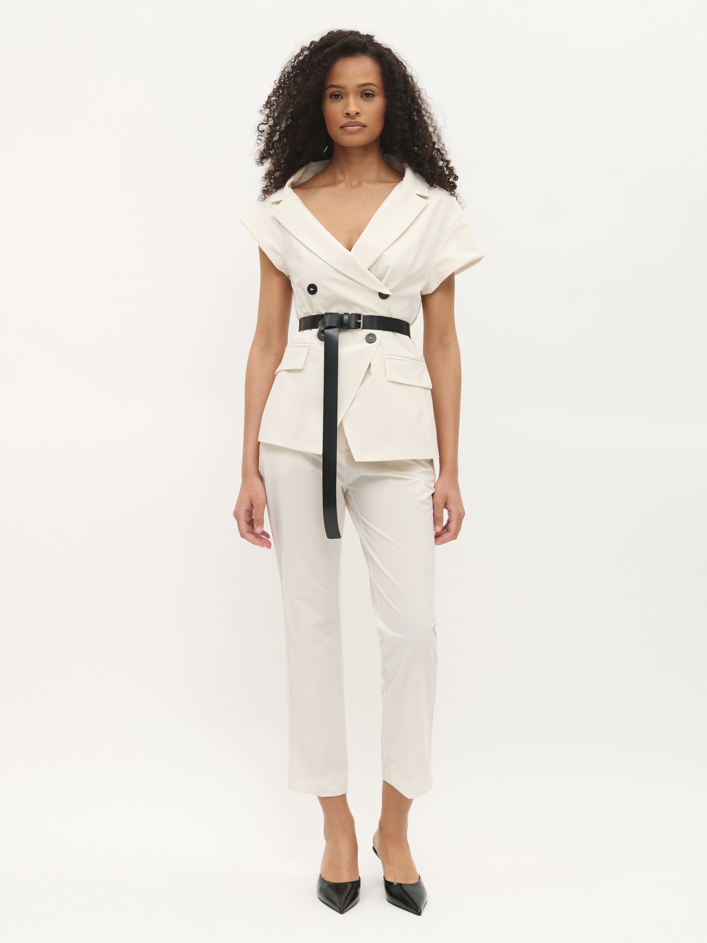 Belted Sleeveless Blazer