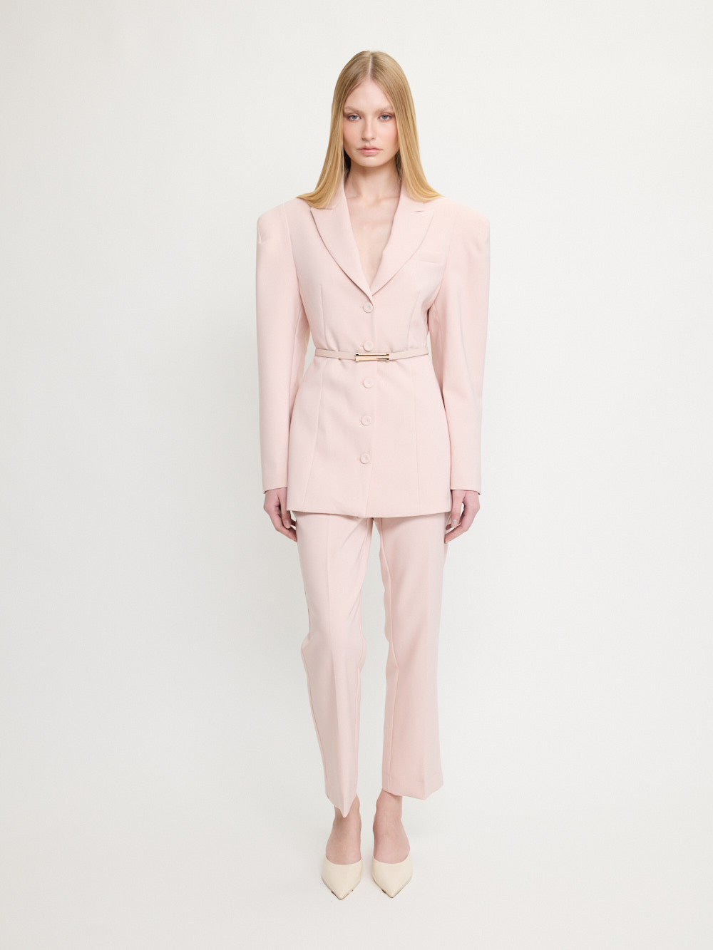 Long Blazer Ceinturé Rose