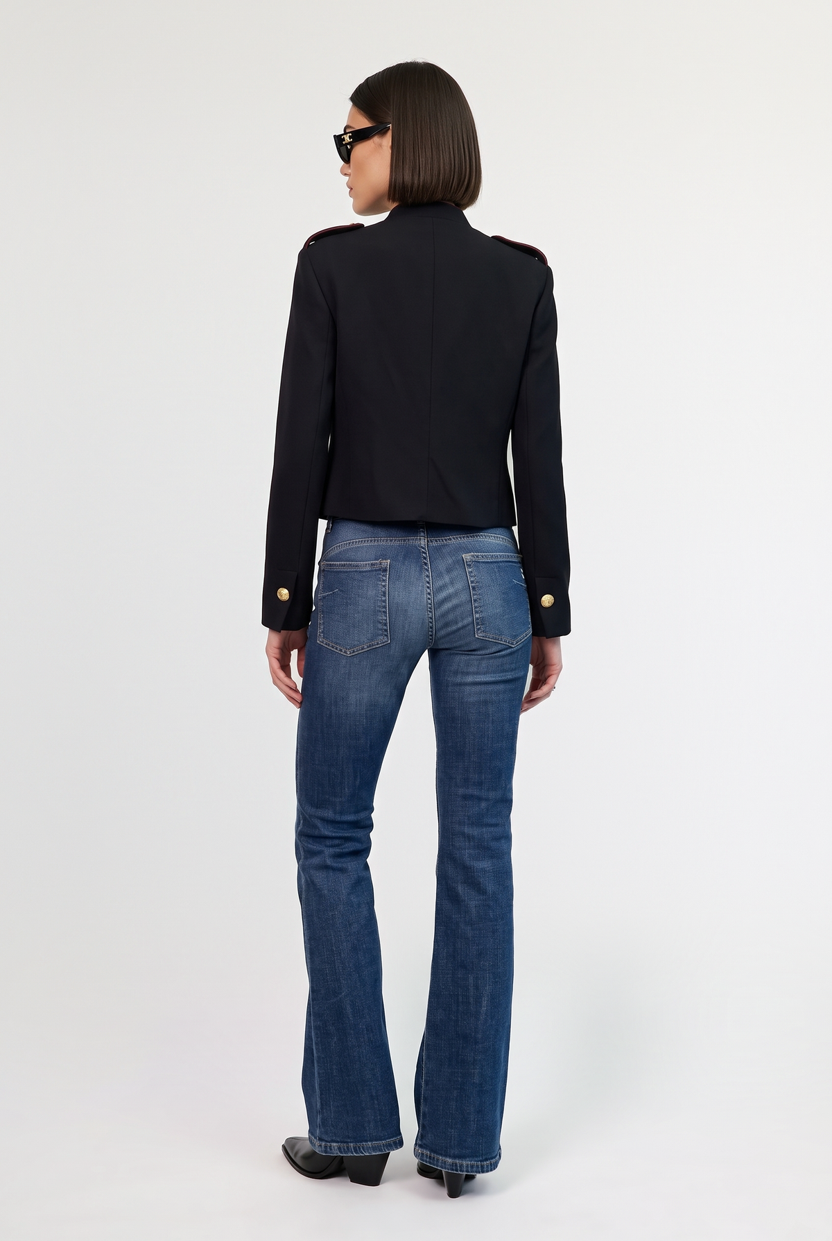Military-Inspired Tailored Blazer - Black - back view