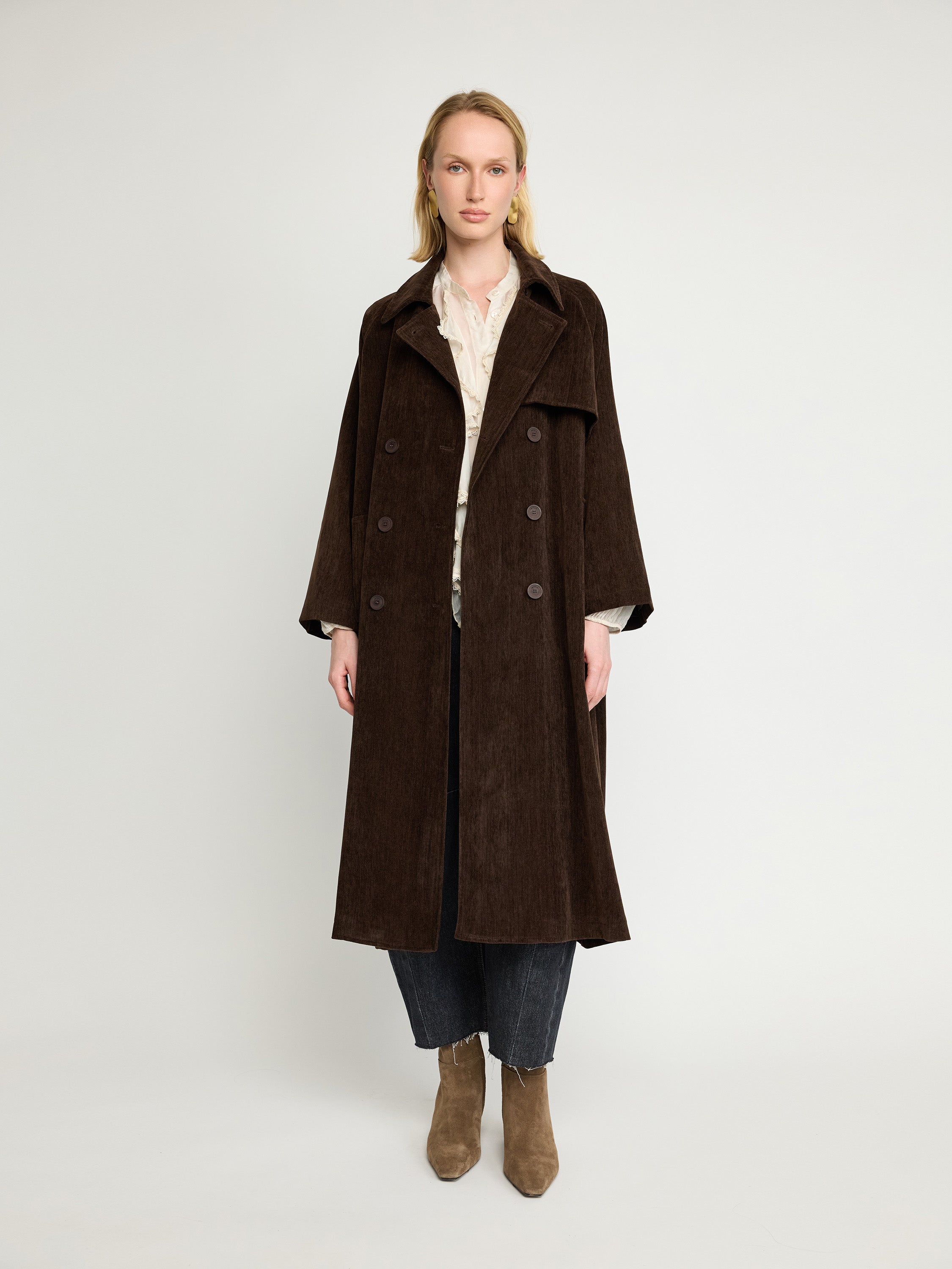 Manteau en velours côtelé à double boutonnage