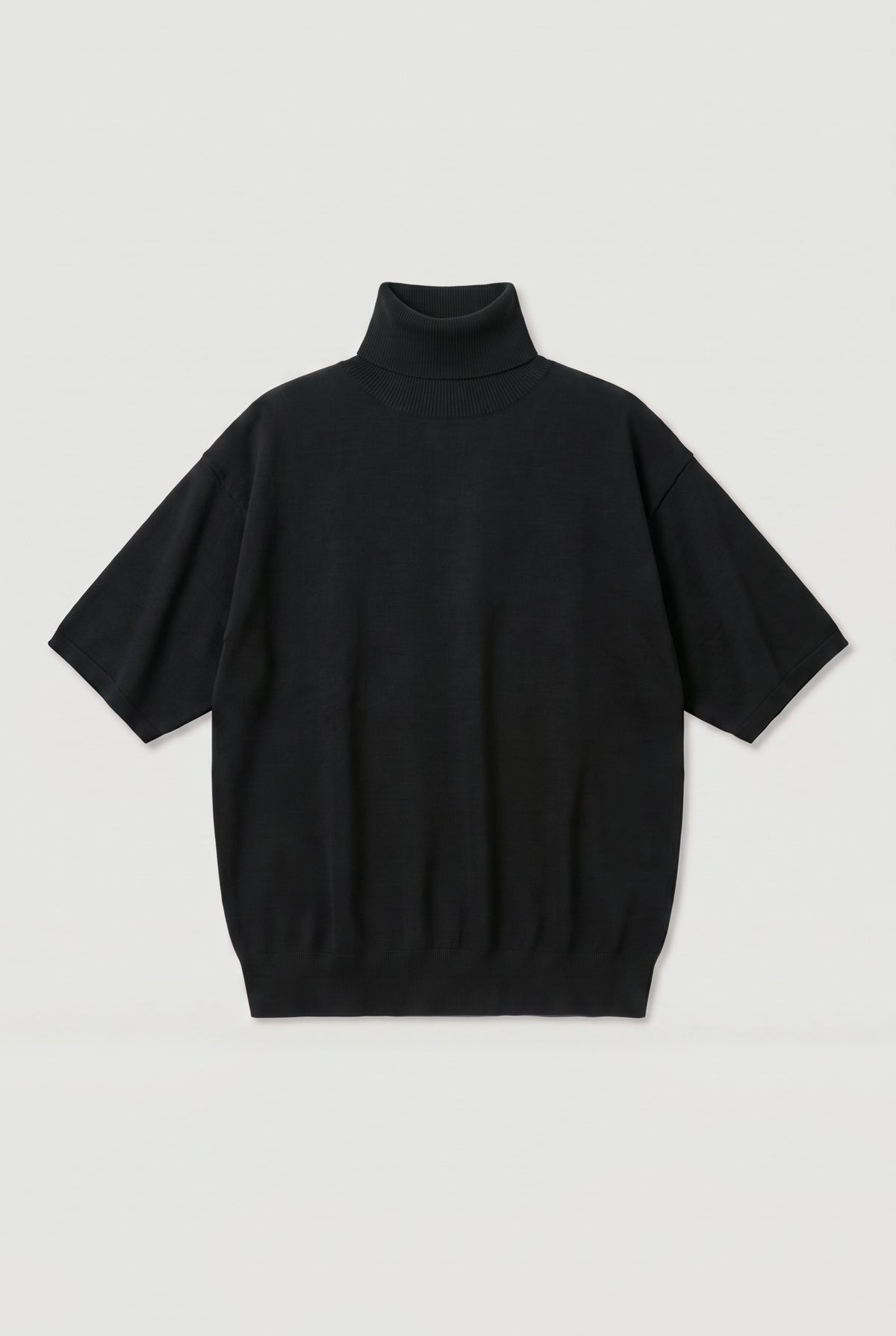 Mock-Neck Knit Top - Black - flat lay
