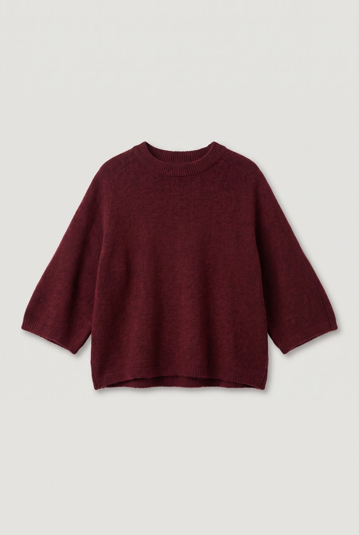 Crew Neck Knit Sweater - Red - flat lay