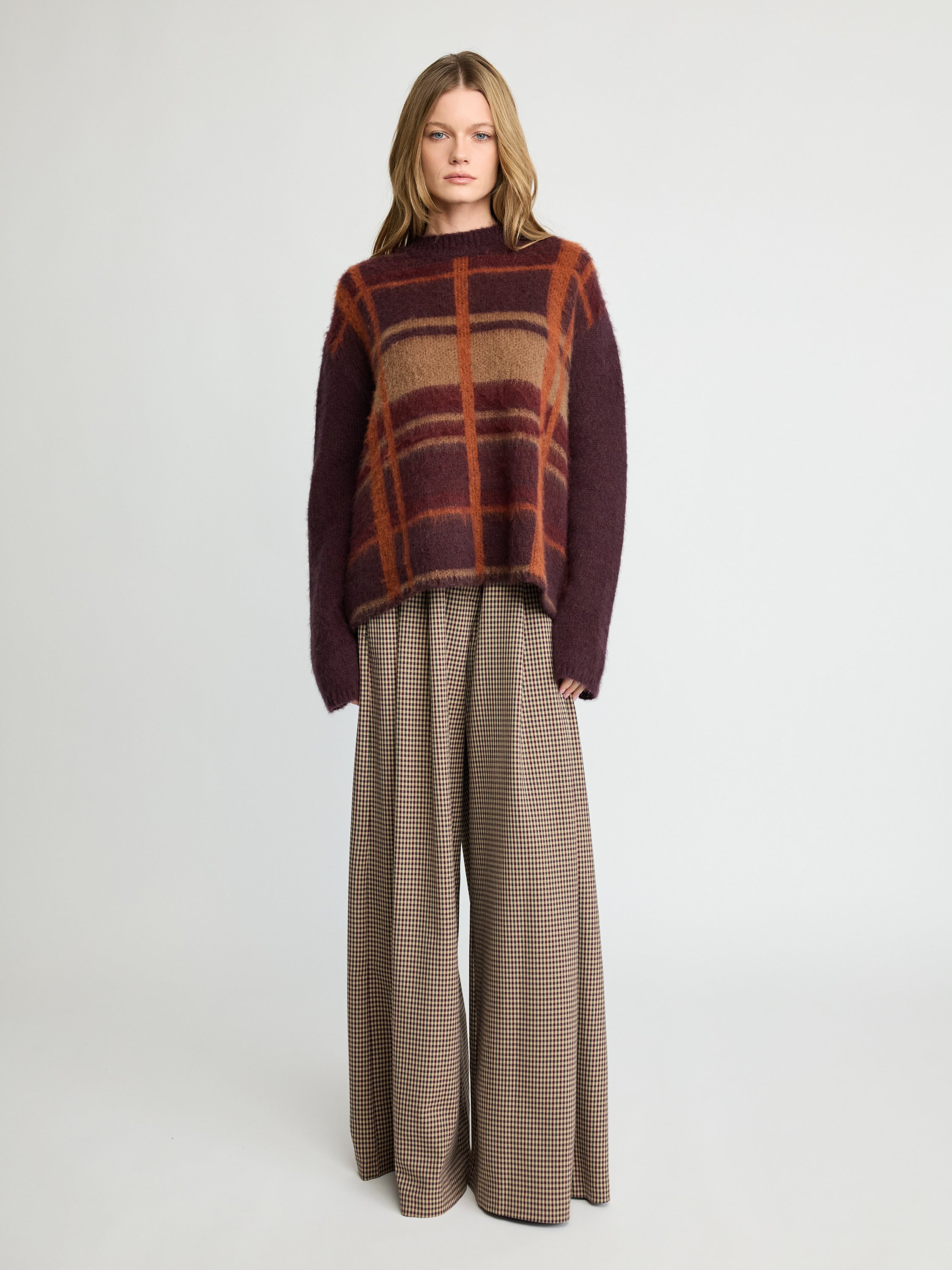 Checked Knit Sweater