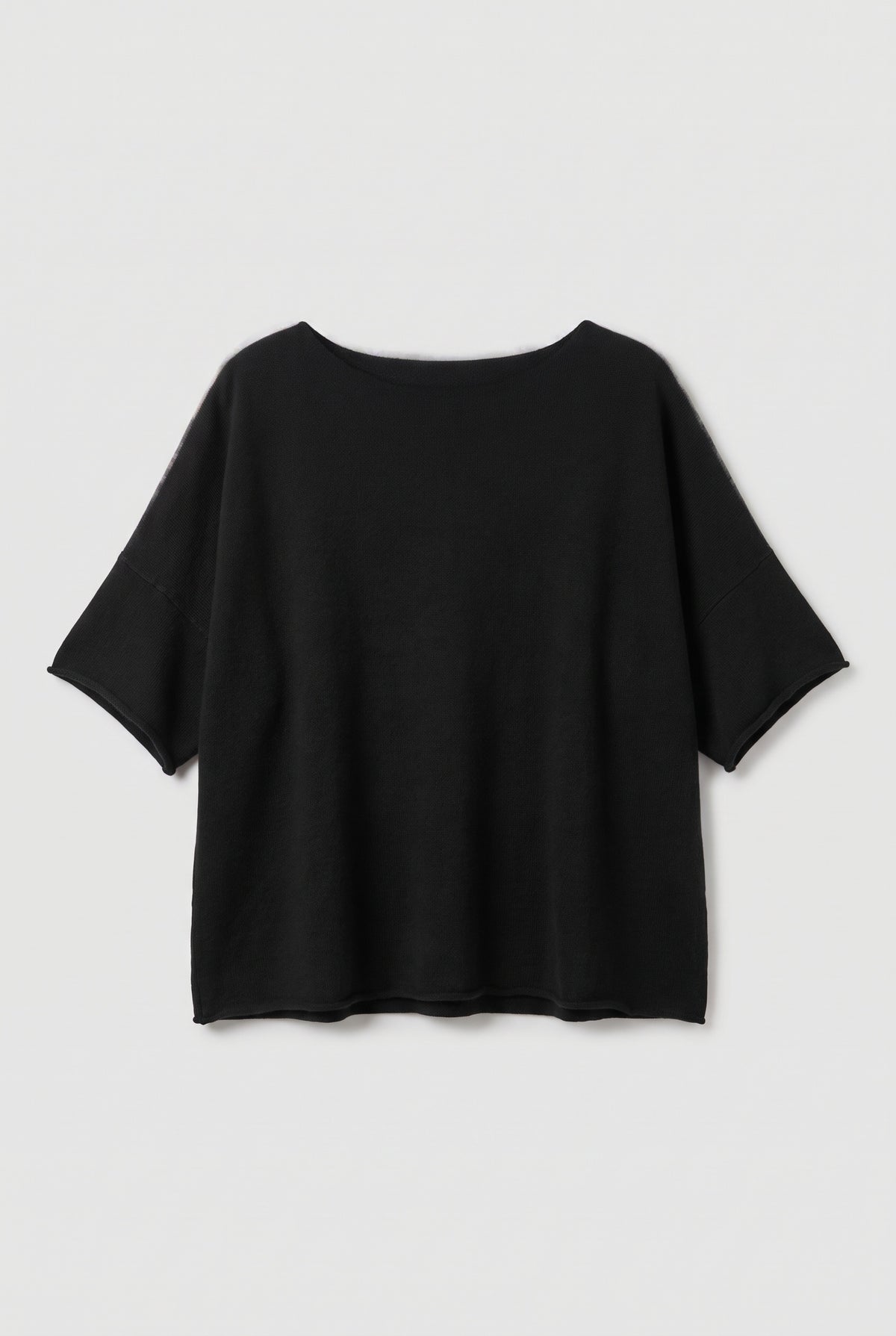 Black boxy cashmere poncho top - Black - flat lay