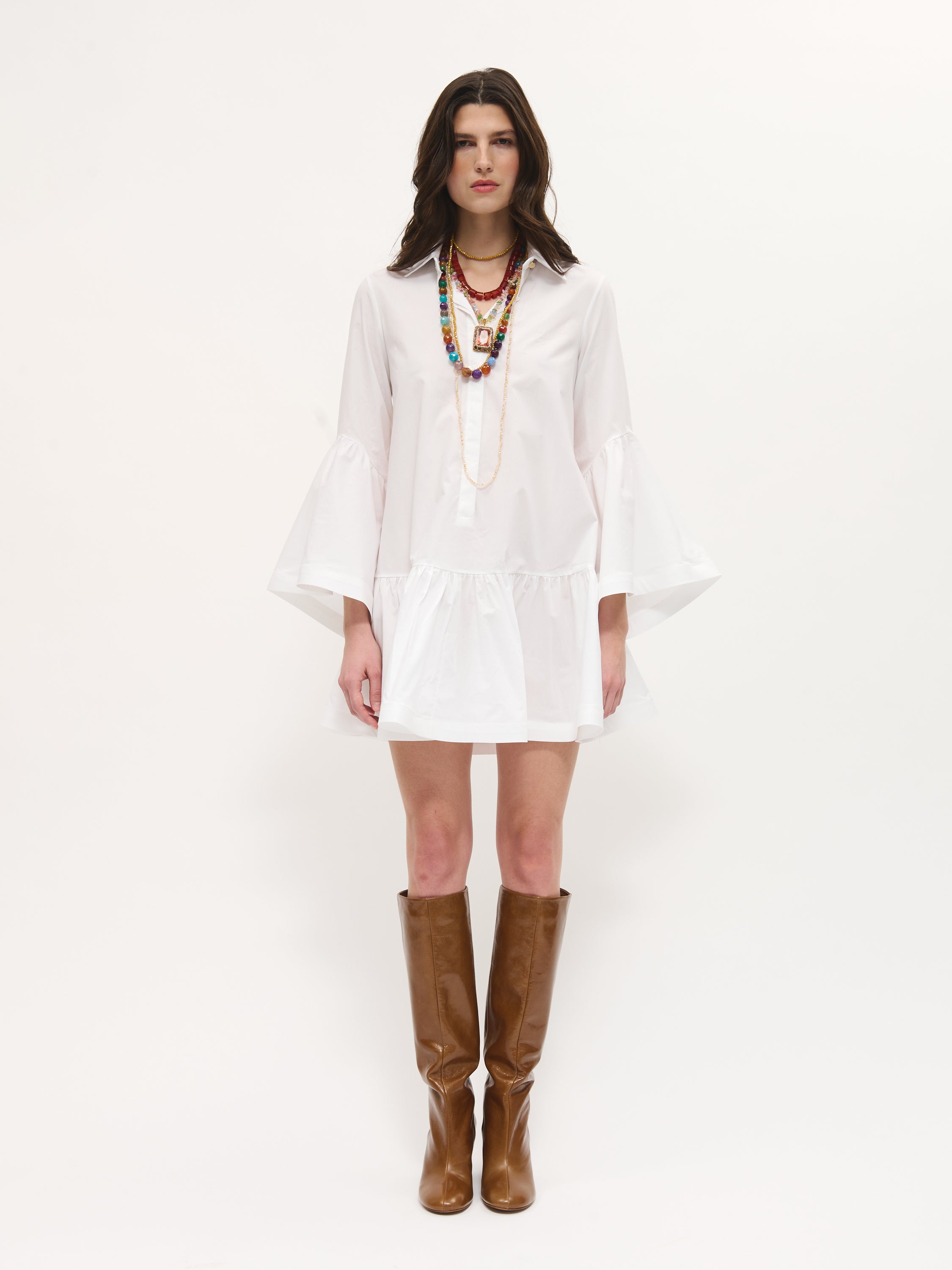 Ruffled Shirt Dress