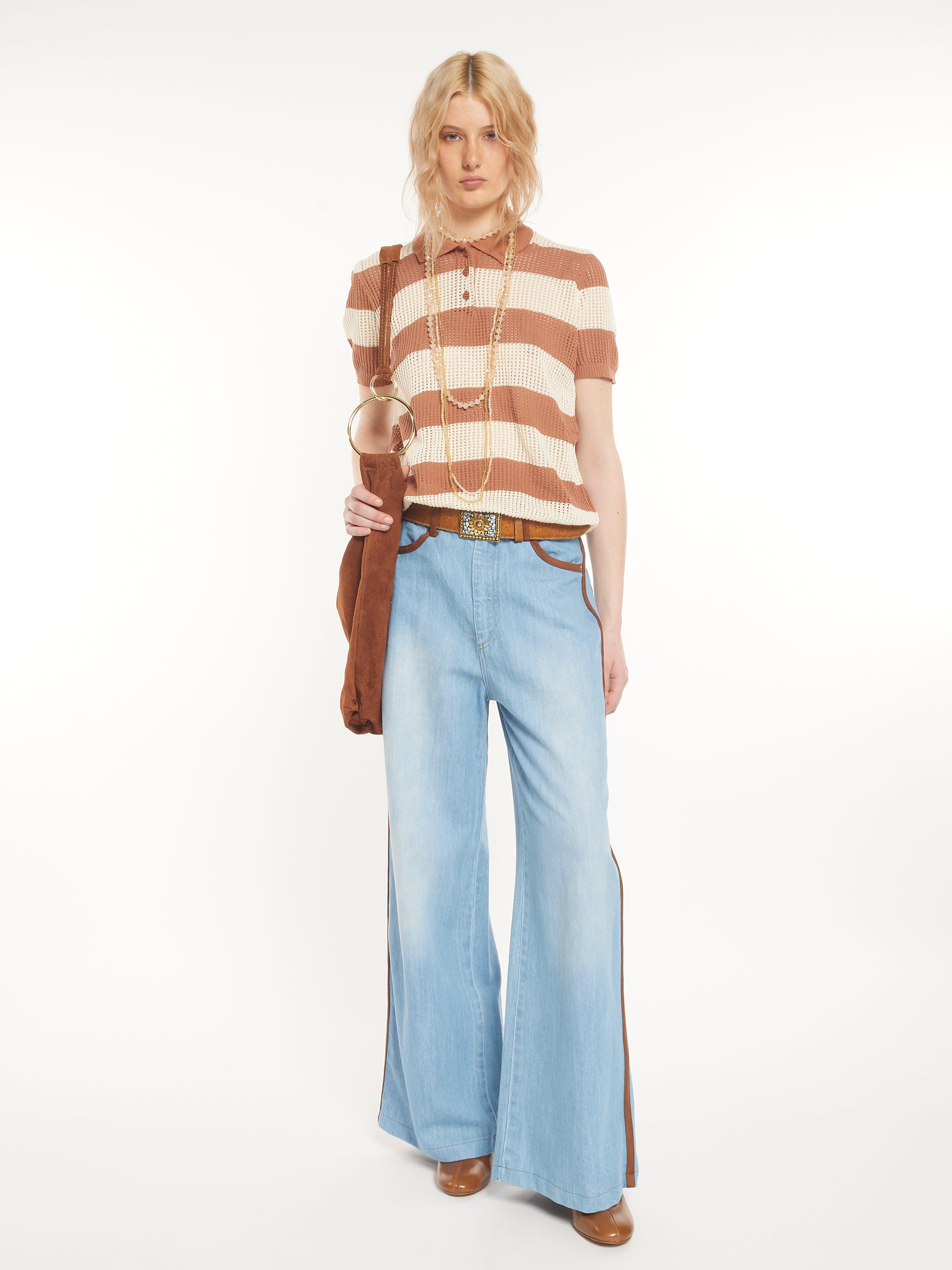 Polo en tricot rayé