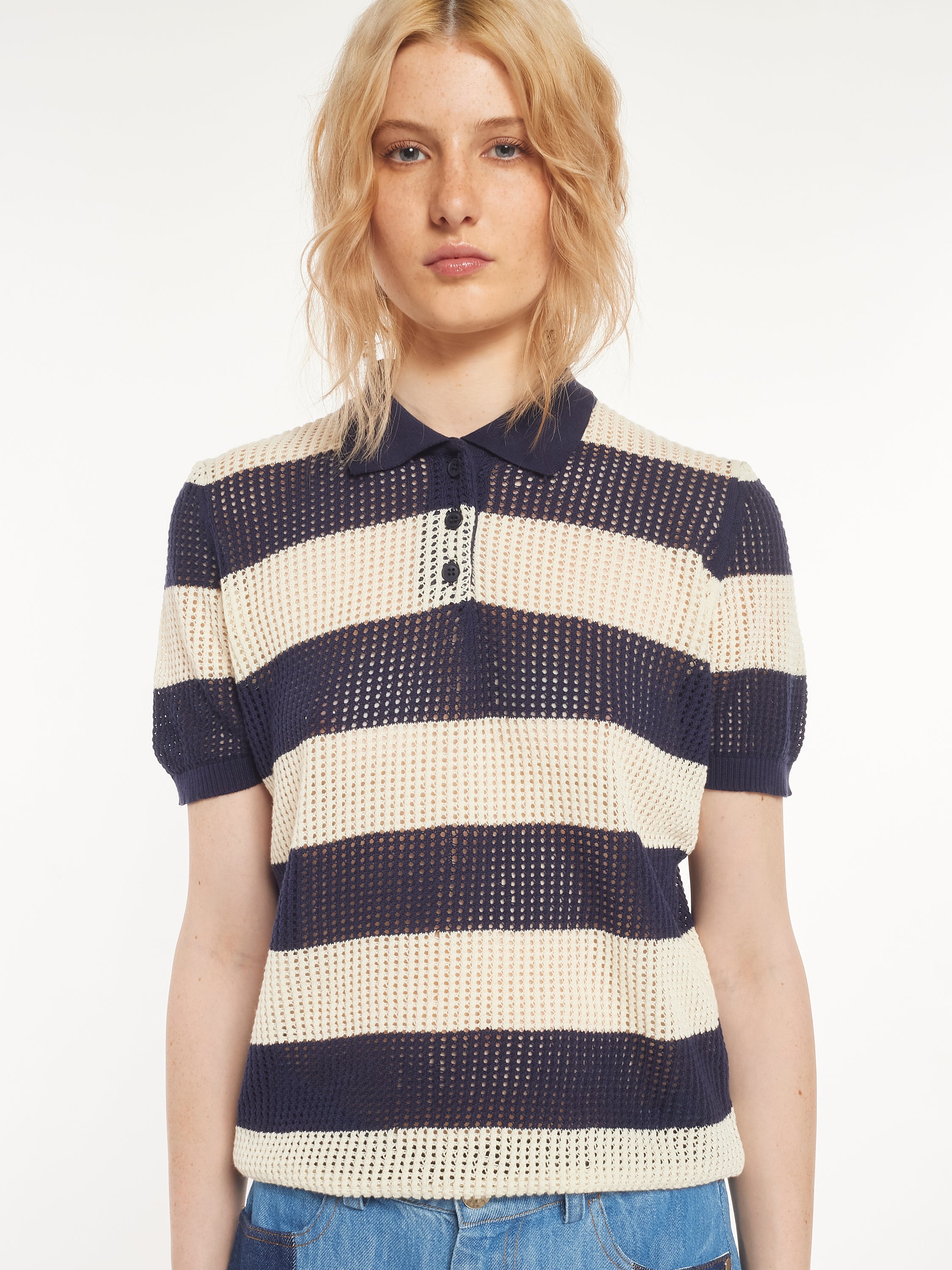Polo en tricot rayé
