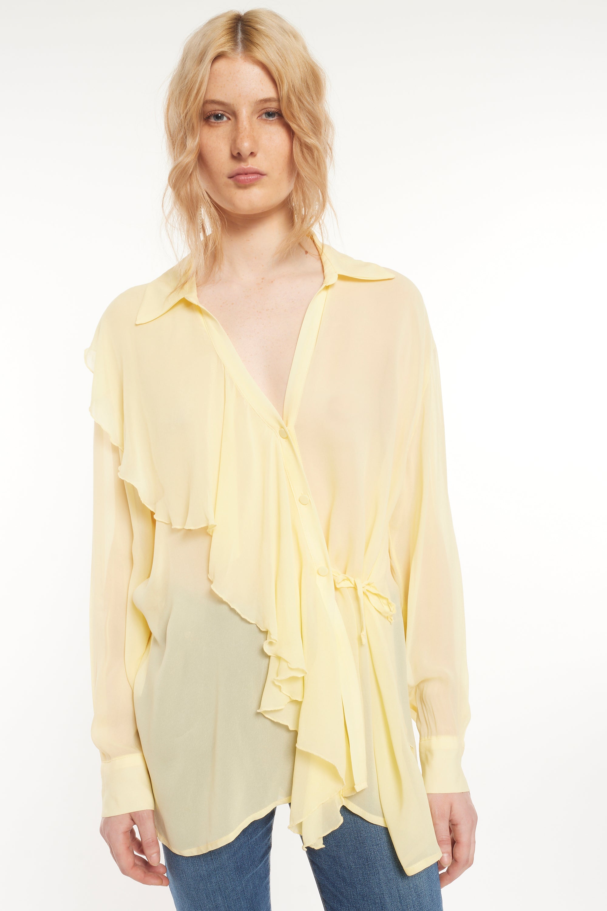 Asymmetrical Ruffled Blouse