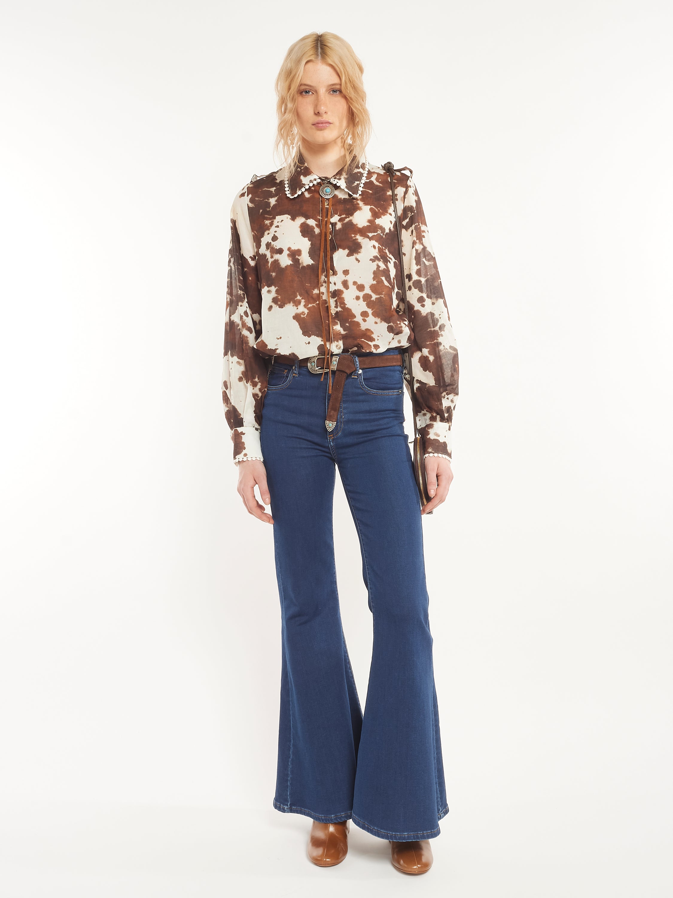 Chemise semi-transparente à imprimé vache