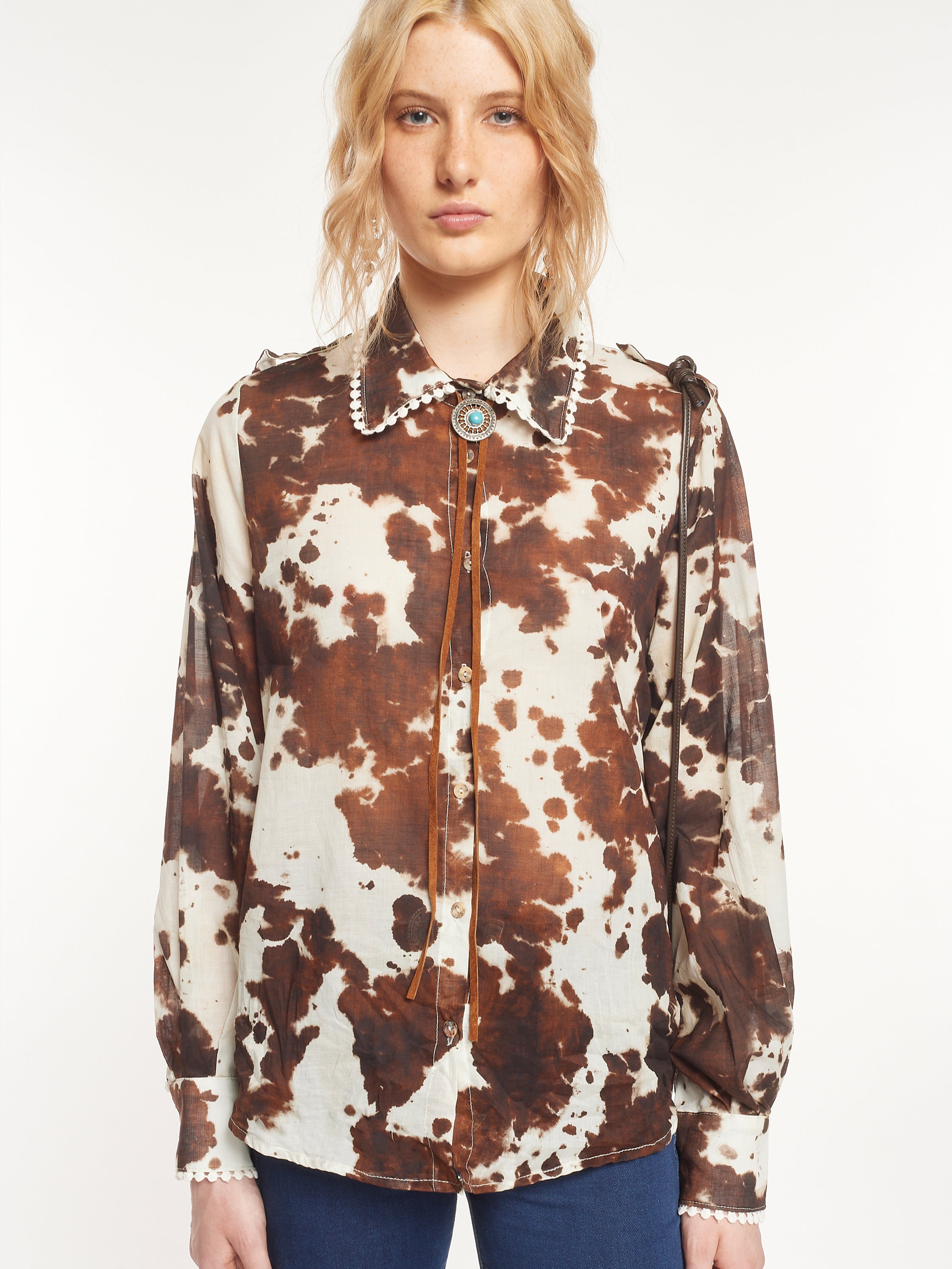 Chemise semi-transparente à imprimé vache