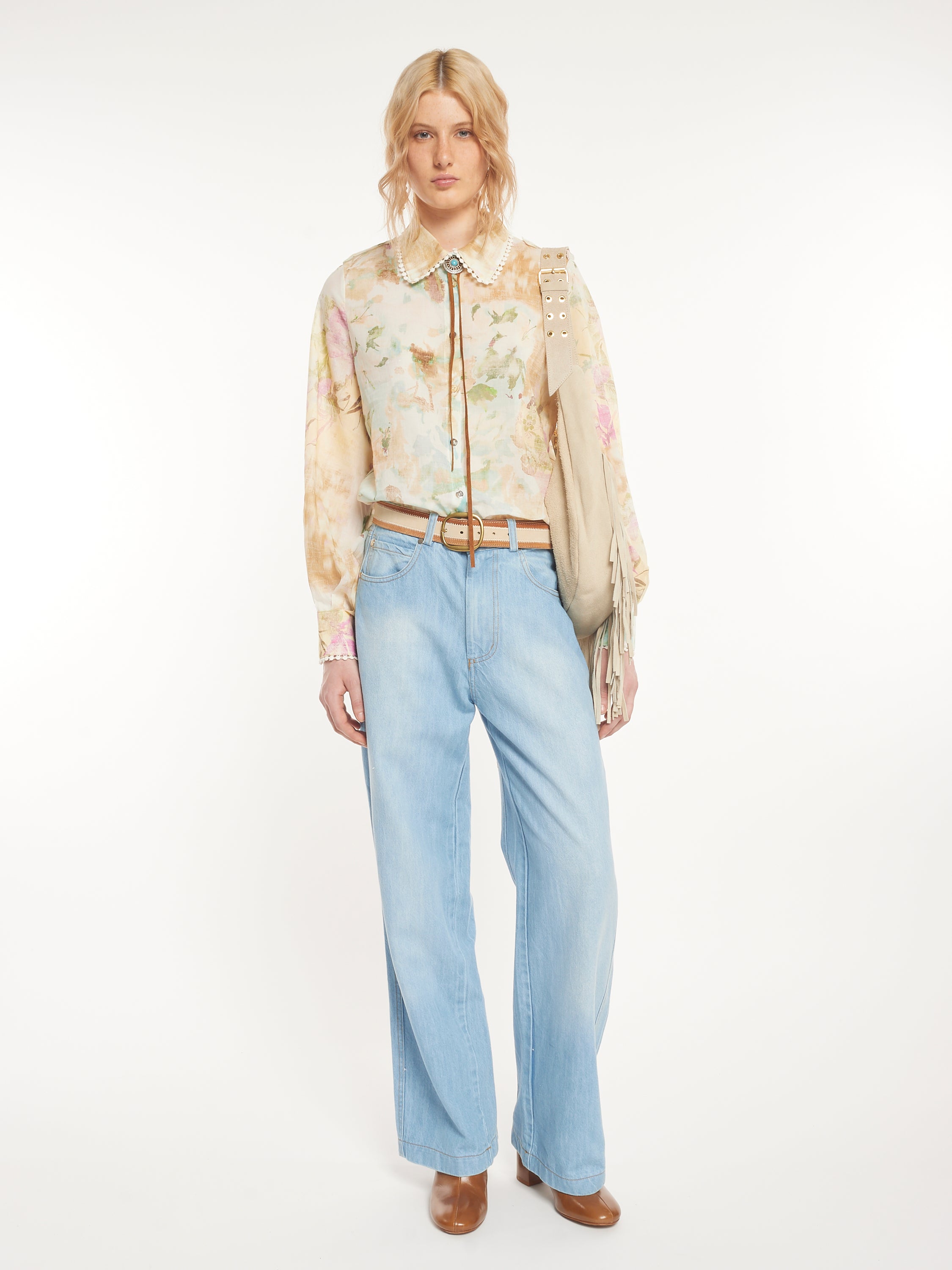 Chemise imprimée semi-transparente