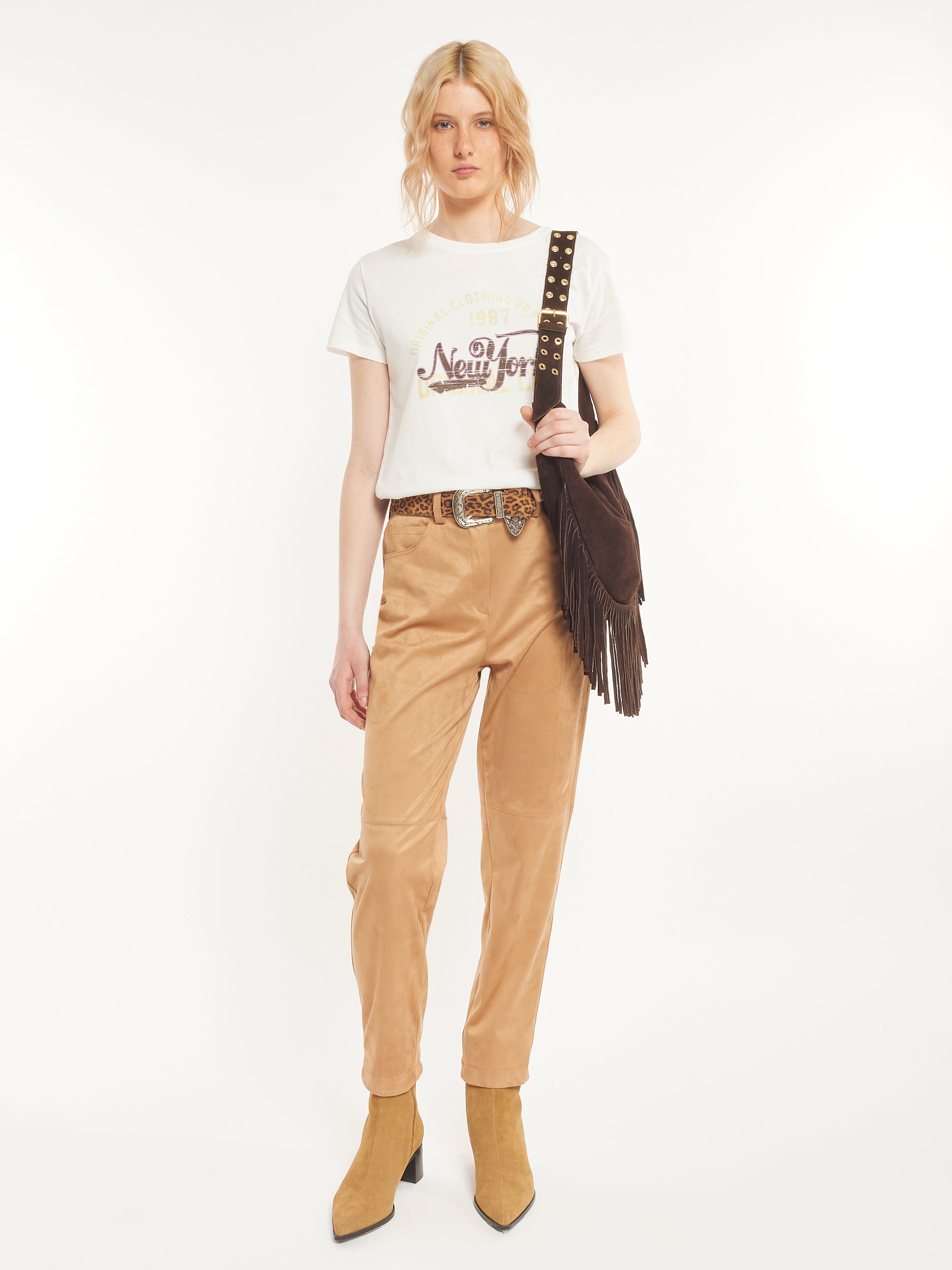 Suede Effect Trousers