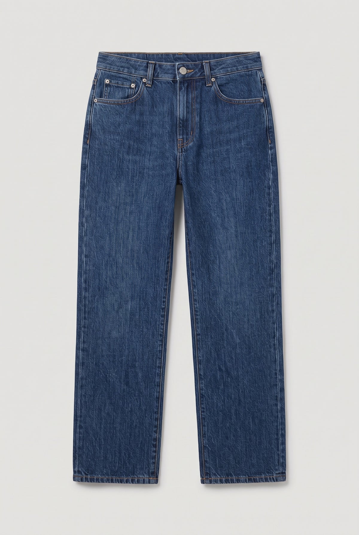 Mid-Rise Straight-Leg Jeans - Blue Denim - flat lay