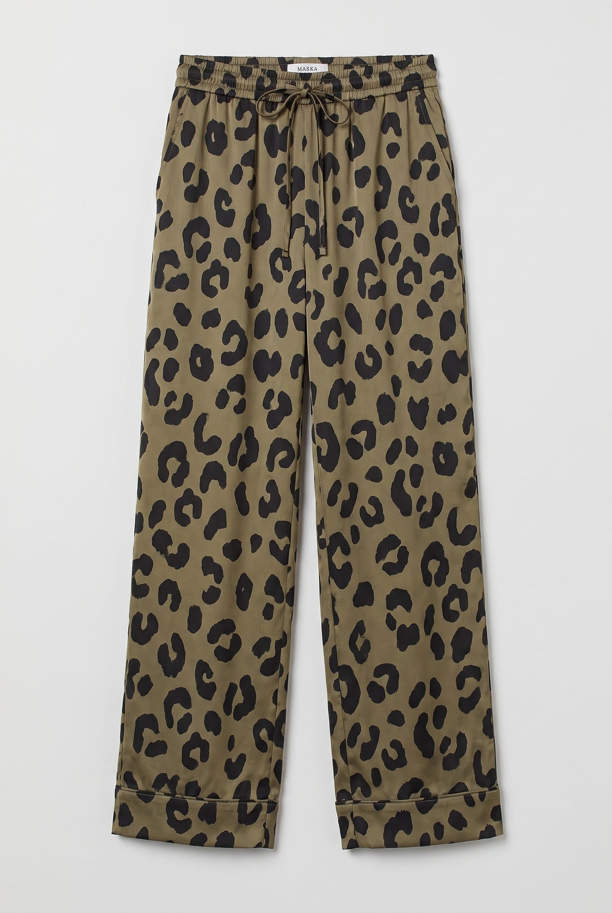 Leopard Print Drawstring Trousers - Leopard - flat lay