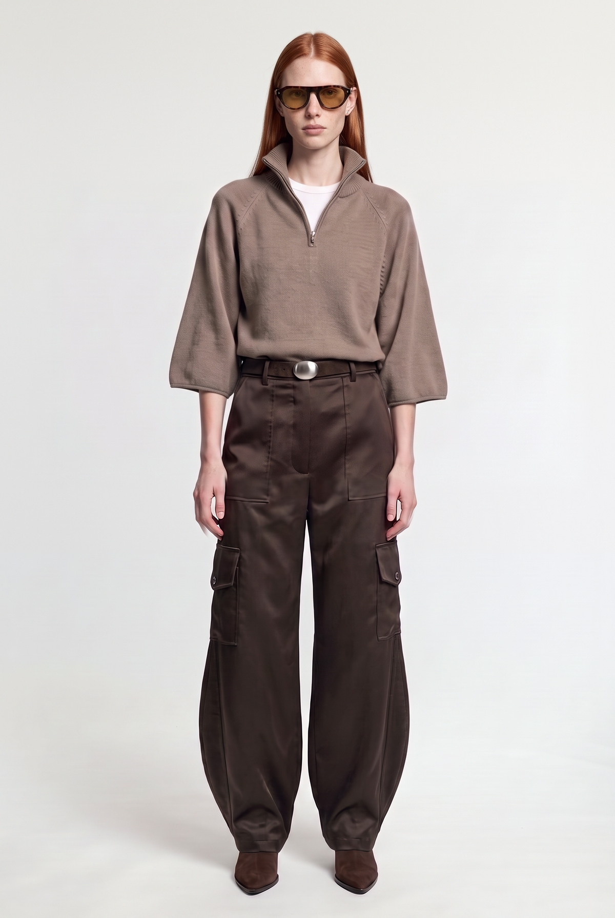 Utility Cargo Pants - Brown - front view