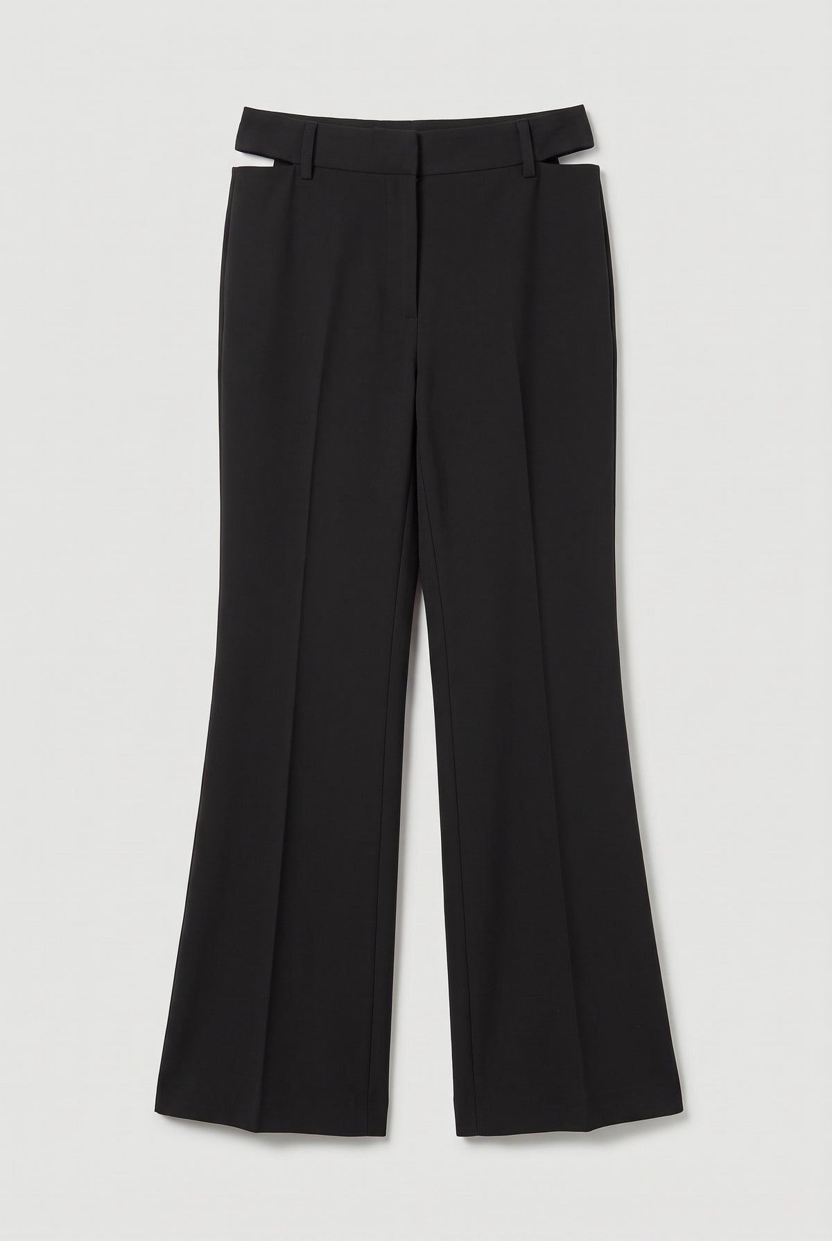 Open-Side Detail Tailored Trousers - Black - flat lay