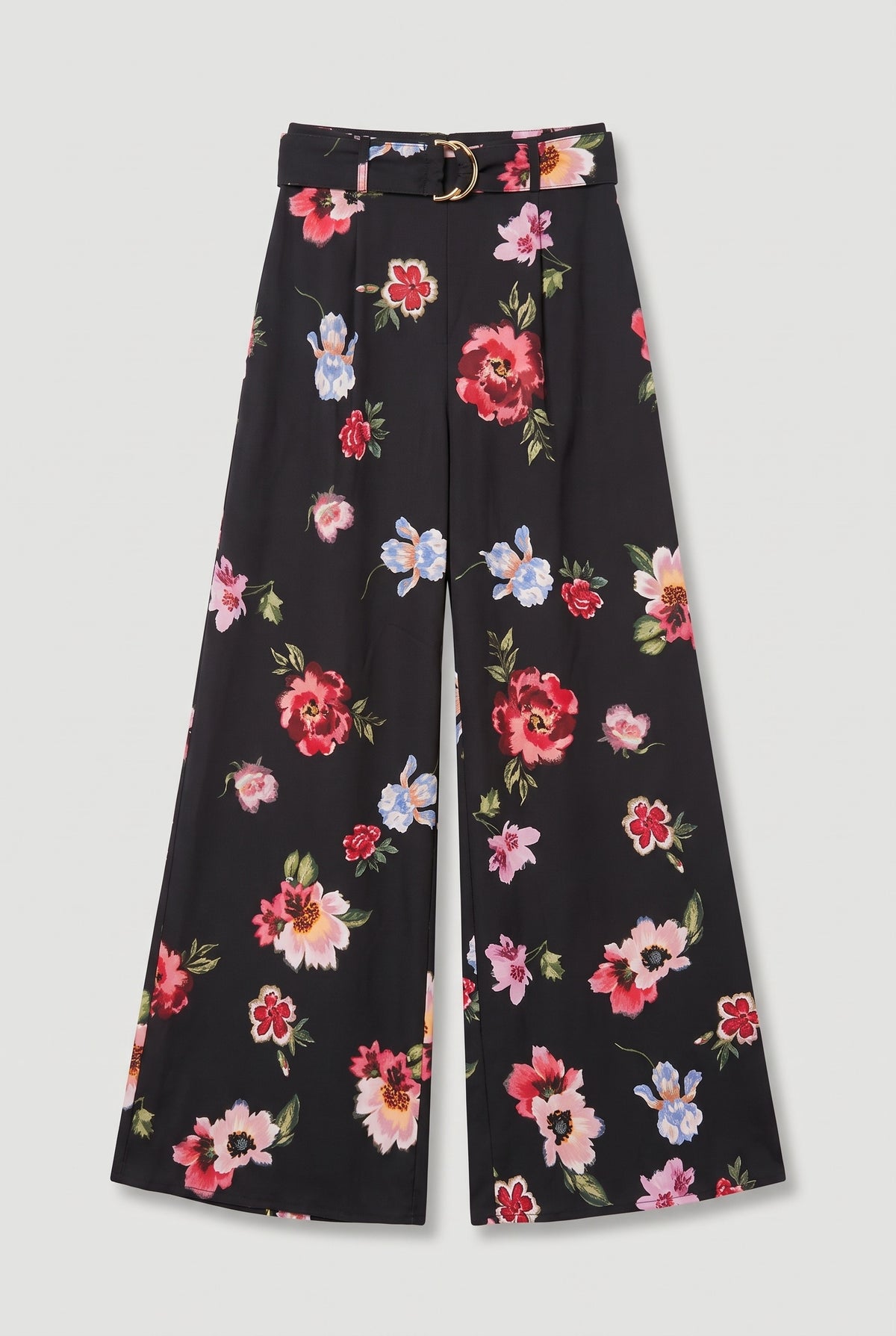 Floral print Belted Pants - Multi - flat lay