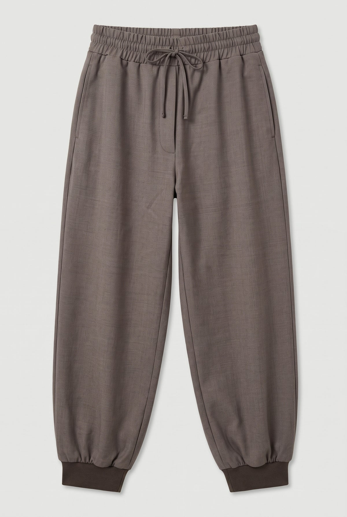 Satin Jogger Pants - Brown - flat lay