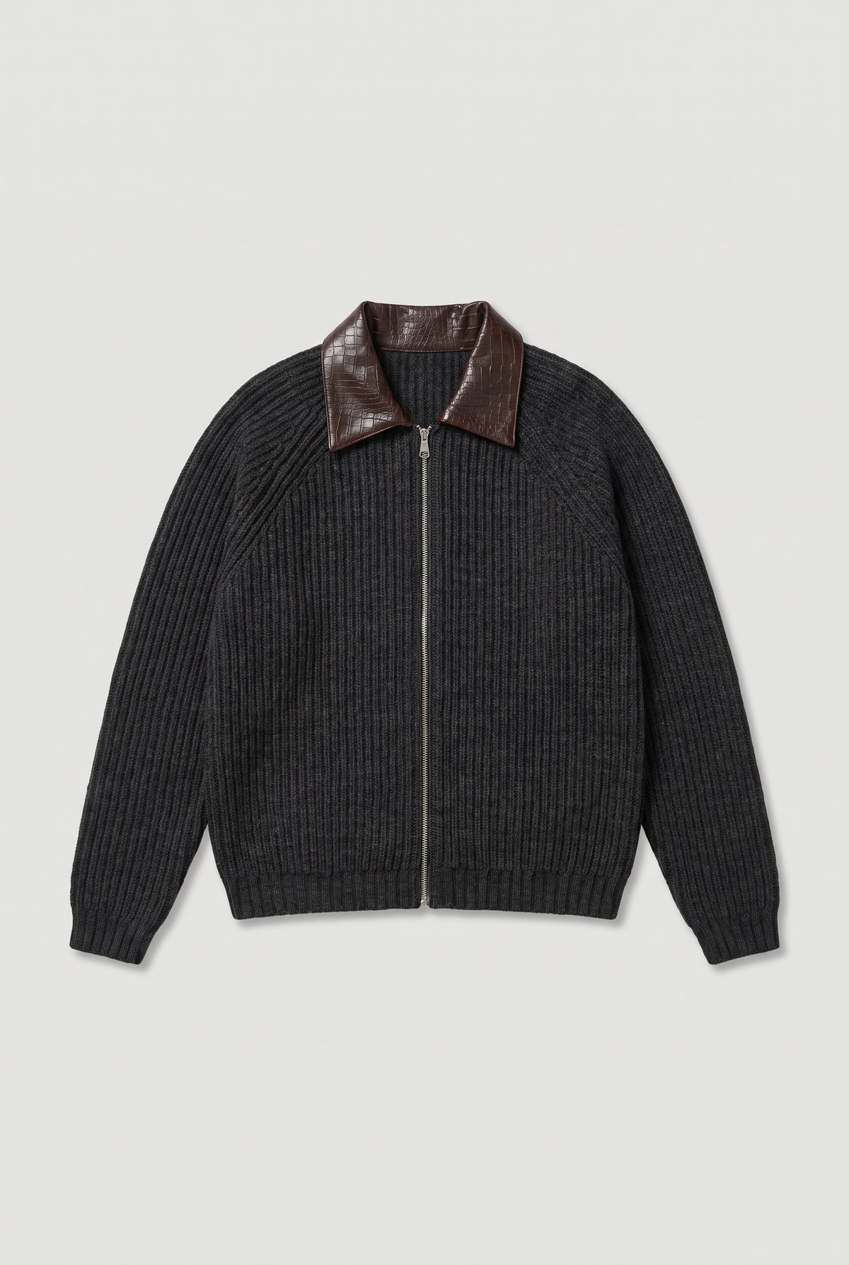 Chunky zip cardigan - Grey - flat lay