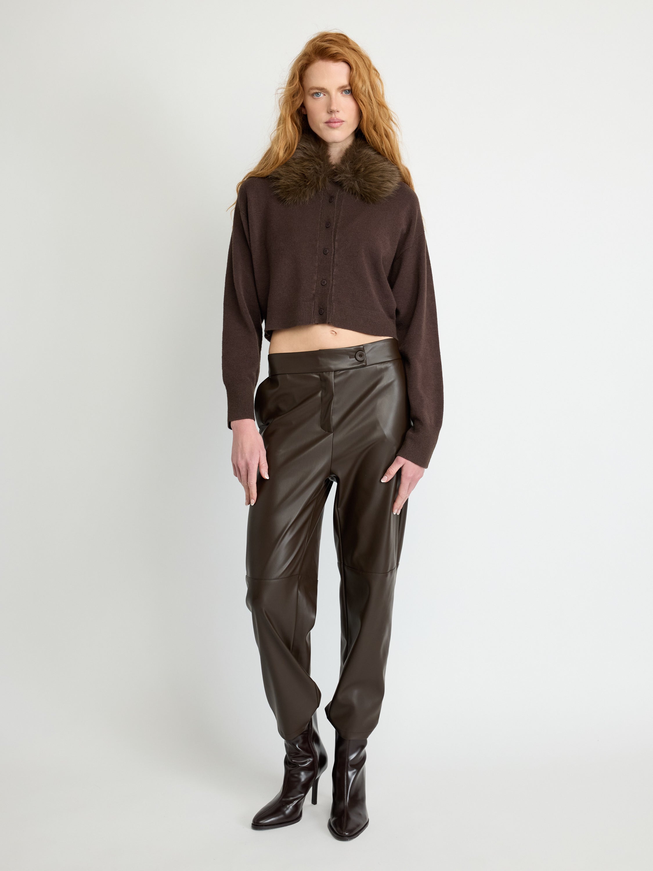 Cardigan avec col en fausse fourrure