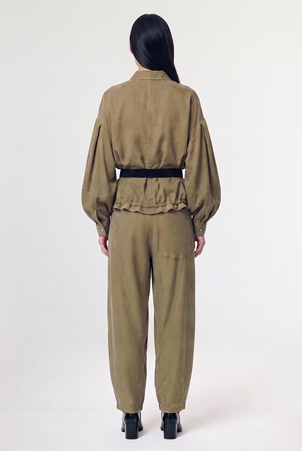 Lyocell Straight-Leg Pants - Sage - back view