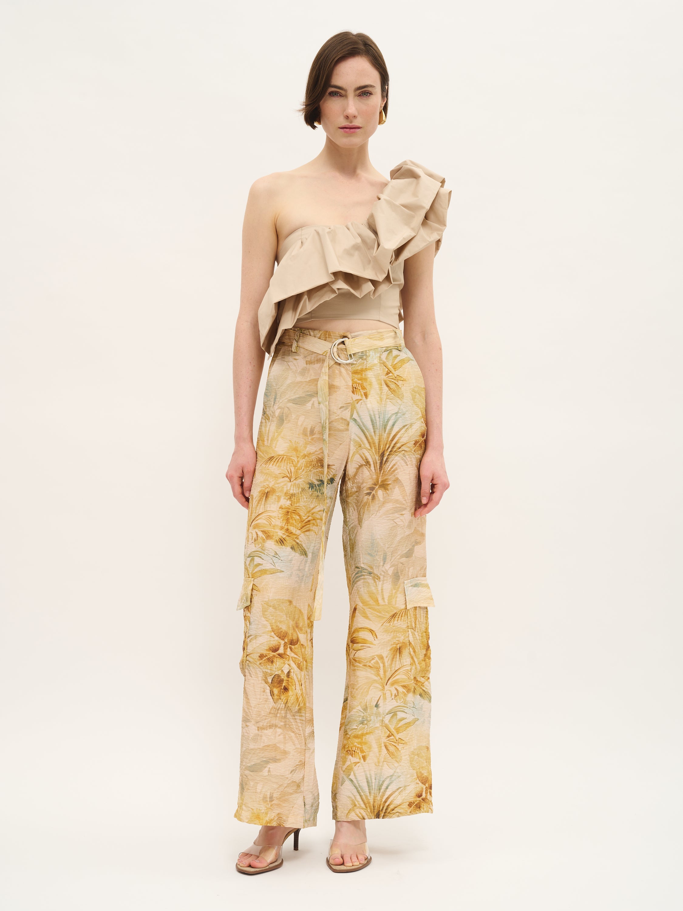 Pantalon cargo froissé tropical