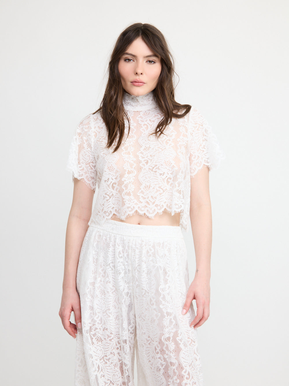 Lace Turtleneck Top