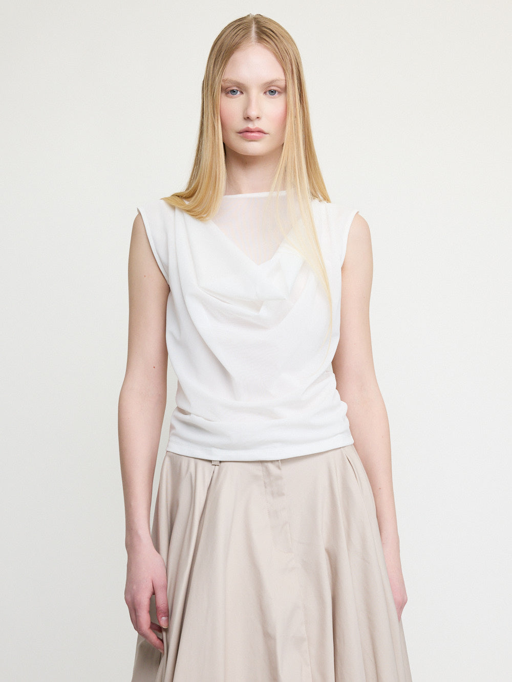 Cowl Neck Sleeveless Cream