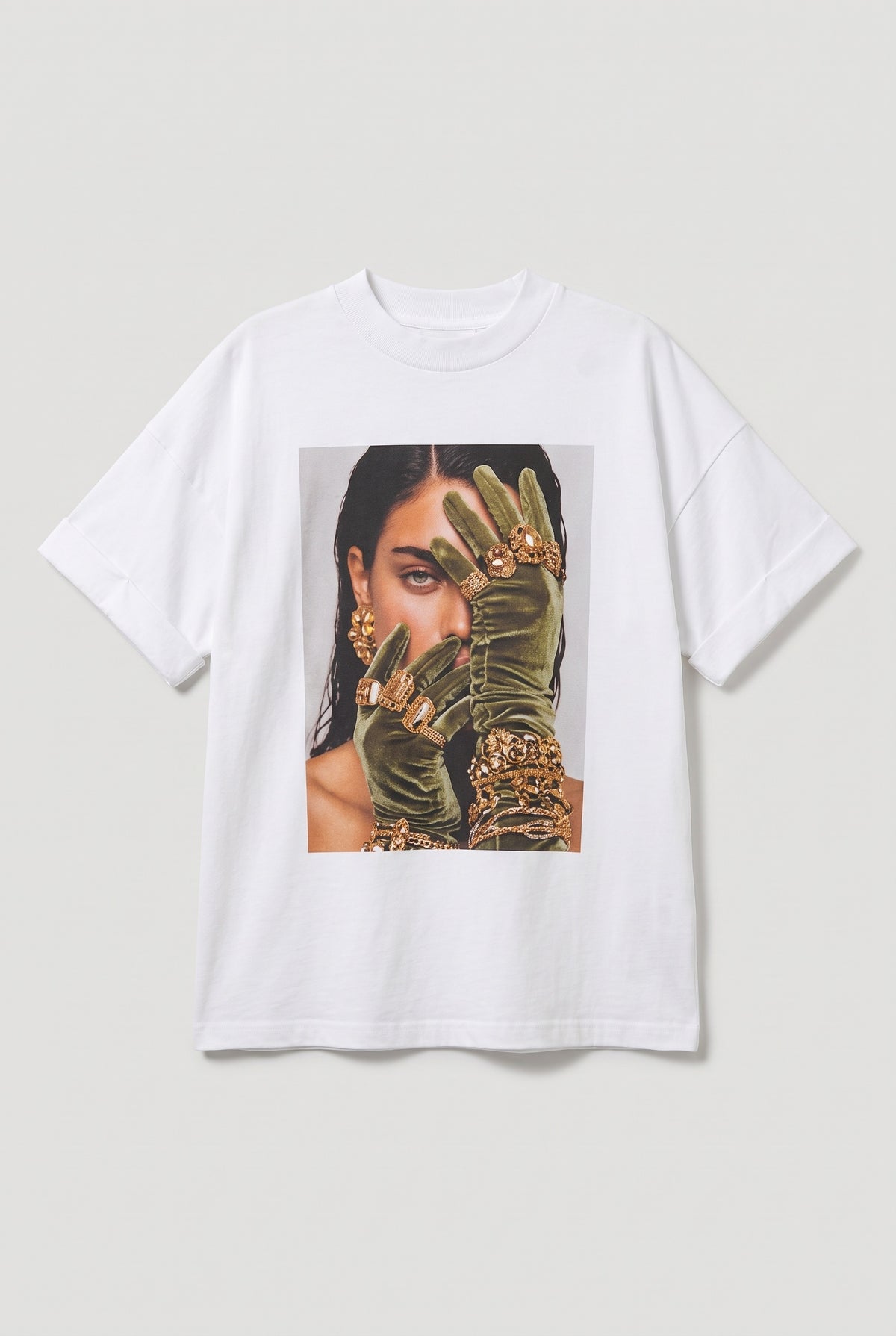 Portrait Graphic T-Shirt - White - flat lay