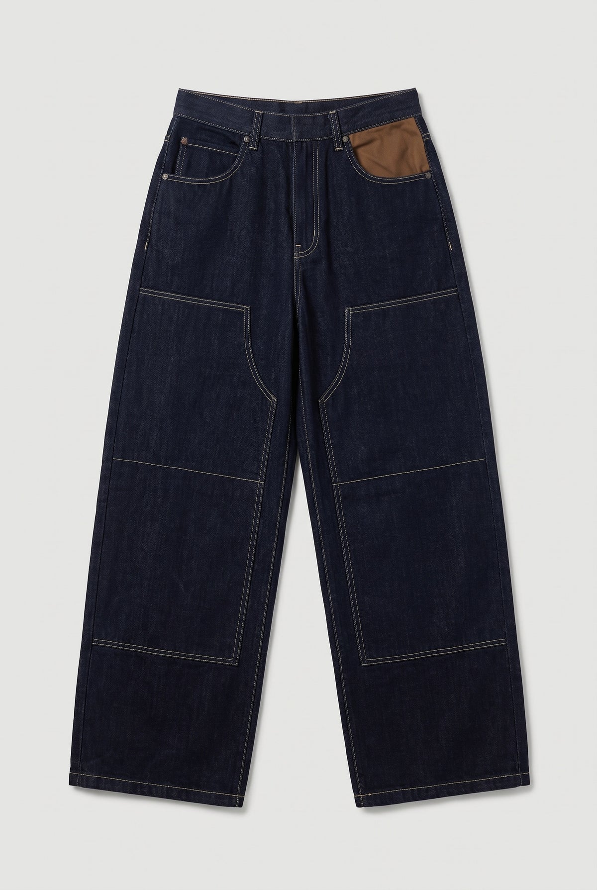 Jeans with contrast Suede - Denim - flat lay