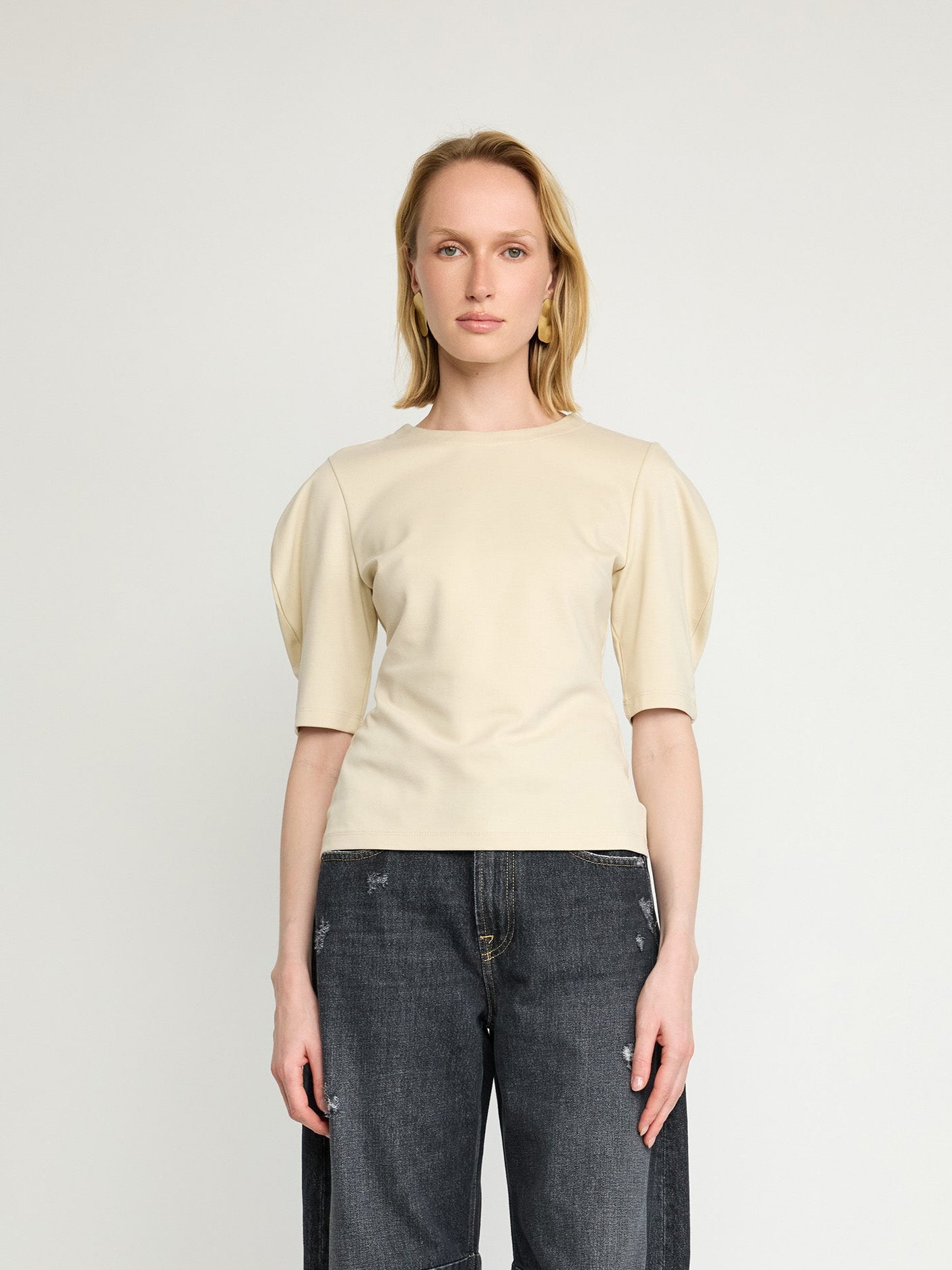 Structured Puff-Sleeve Top