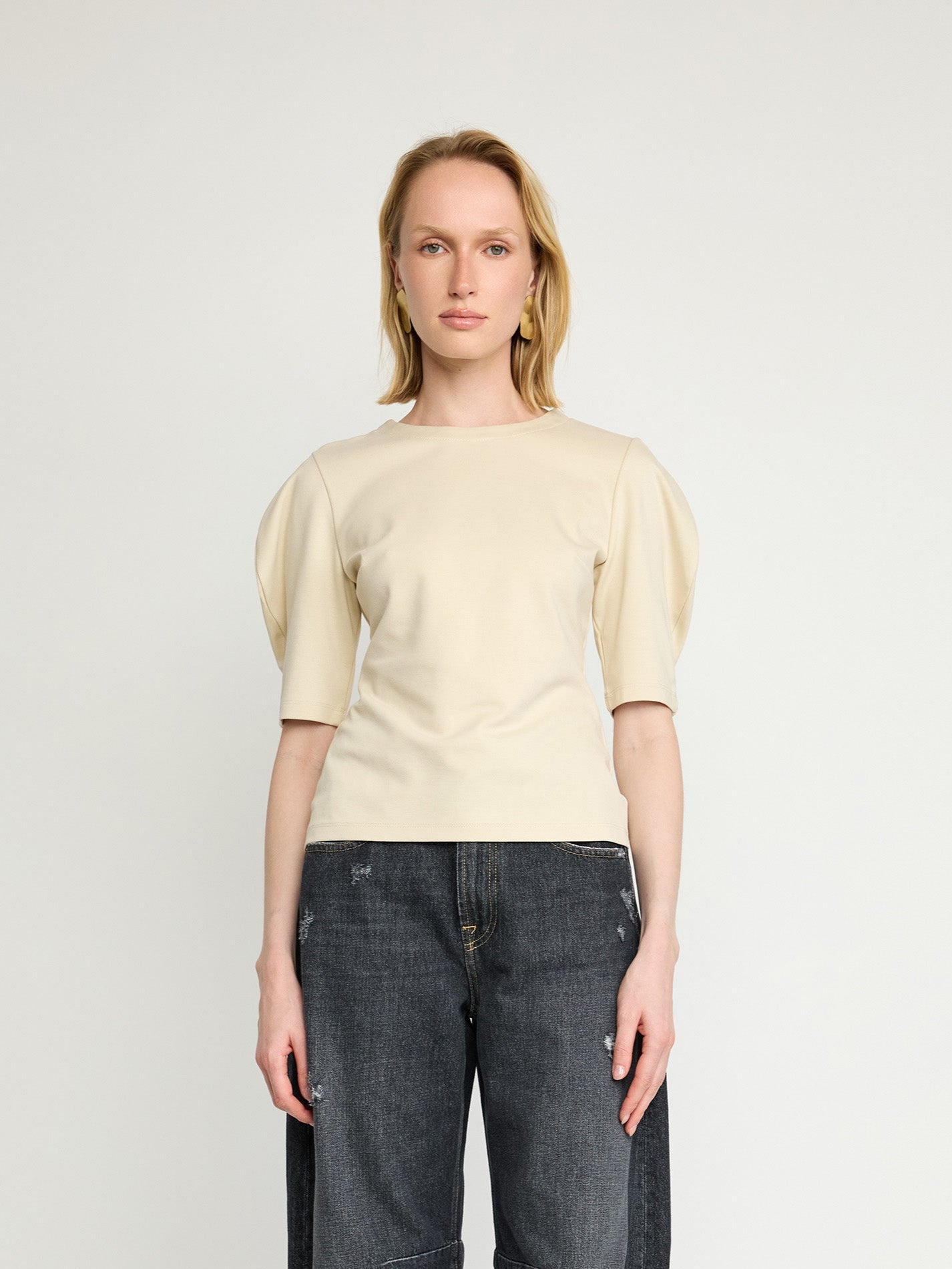 Structured Puff-Sleeve Top