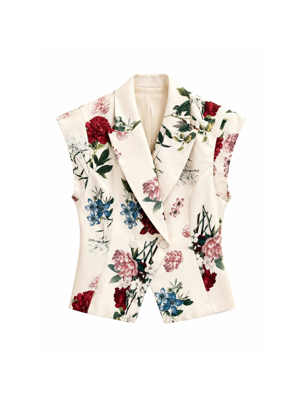 Floral Sleeveless Blazer Vest
